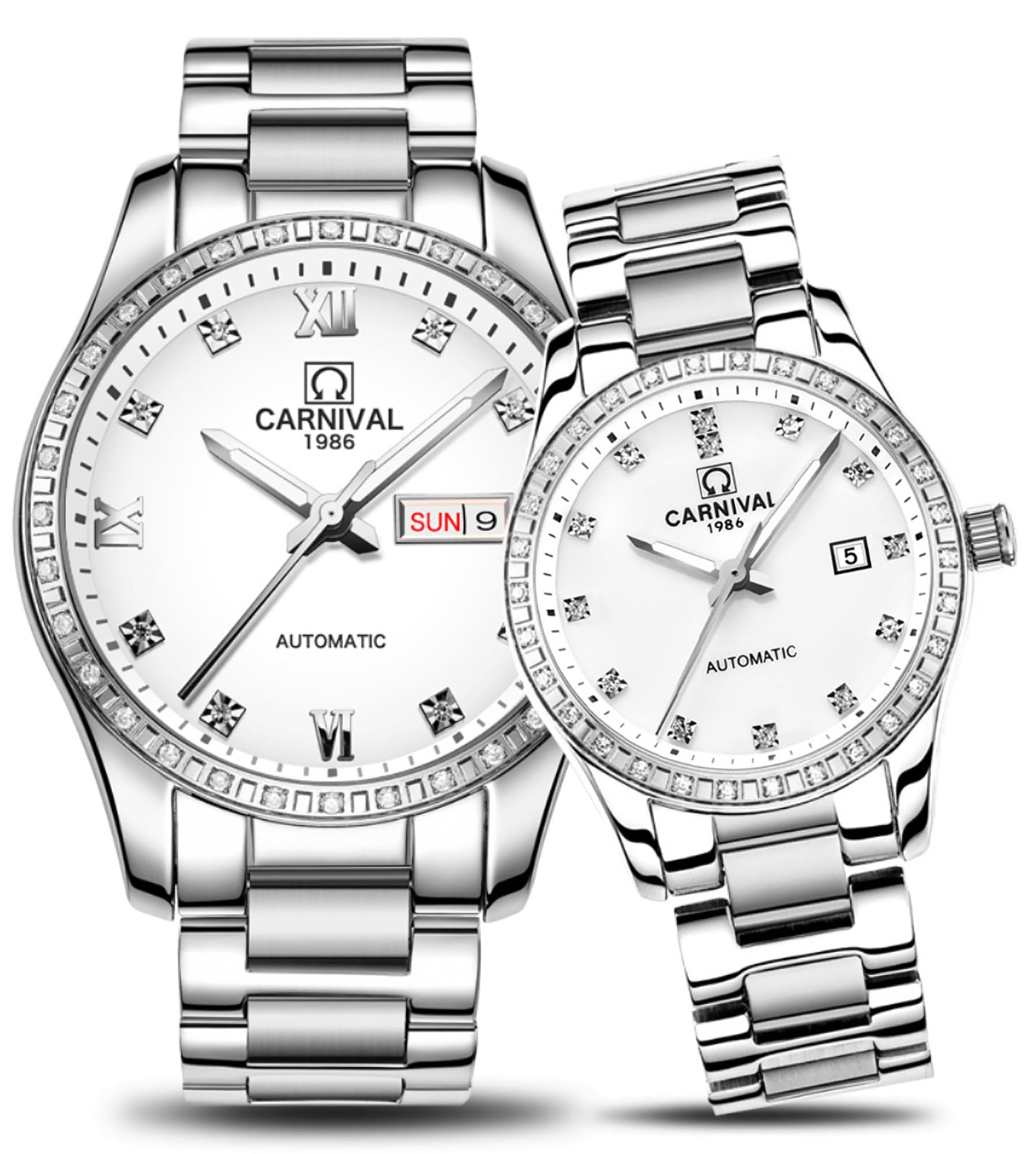 Gosasa Automatic Mechanical Watch for Men and Women - Sapphire Glass, Stainless Steel, Couple Matching Set - Perfect Gift for Anniversary, Wedding, Valentine's Day