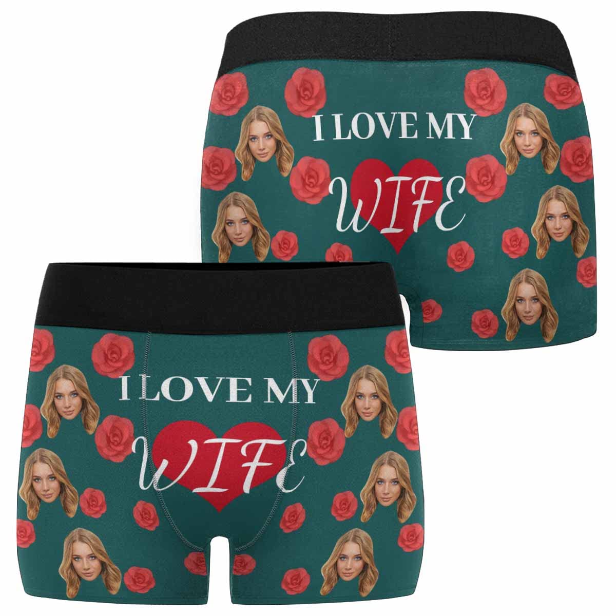 Custom Personalized Men's Boxer Briefs with Red Rose Heart Print - Perfect for Valentine's Day Gifts, Anniversary Presents & Romantic Occasions