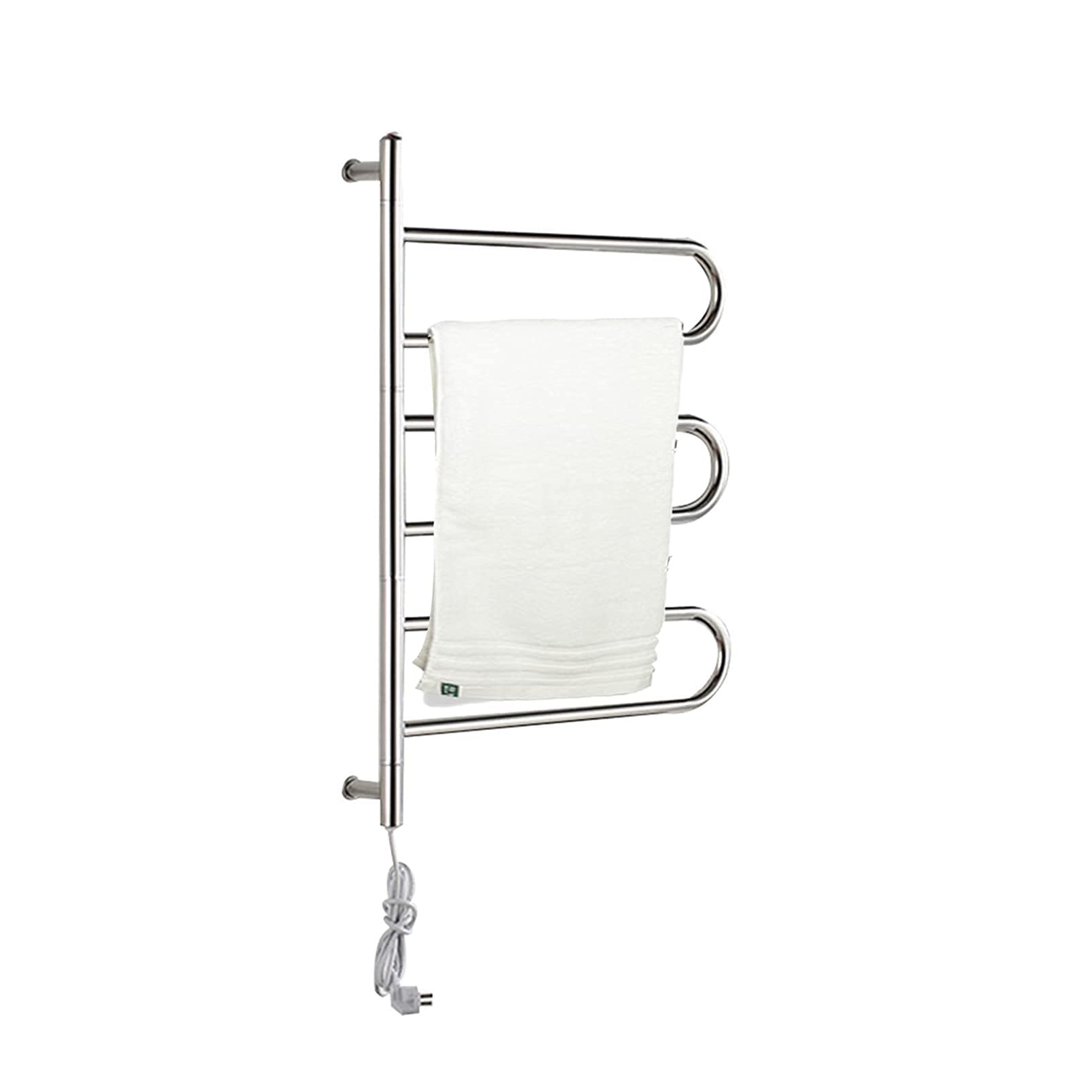 APUM 80W Wall Mounted Electric Towel Warmer with Timer - 304 Stainless Steel Heated Towel Rack for Bathroom (3 Bars, Silver, Plug-in) - Perfect for Spa, Luxury Bathrooms & Cold Winter Mornings