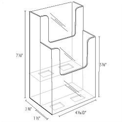 Clear-Ad LHF-S102 Acrylic Slant Back 2-Tier Trifold Brochure Display Holder - Bulk Plastic Literature Stand for Flyers, Booklets, Mail, Cards & Pamphlets (60-Pack) - Perfect for Retail Stores, Restaurants, Hotels & Office Reception Areas