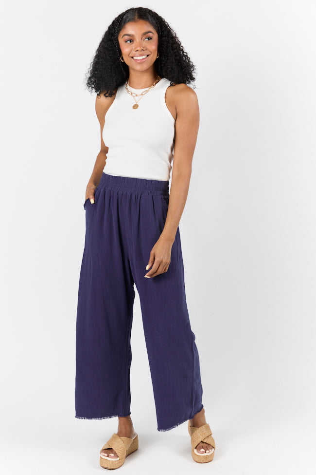 Best Navy Frayed Detail Ankle Length Pants for Women - Comfortable Stretch Denim Skinny Jeans - Perfect for Casual Outings & Date Nights