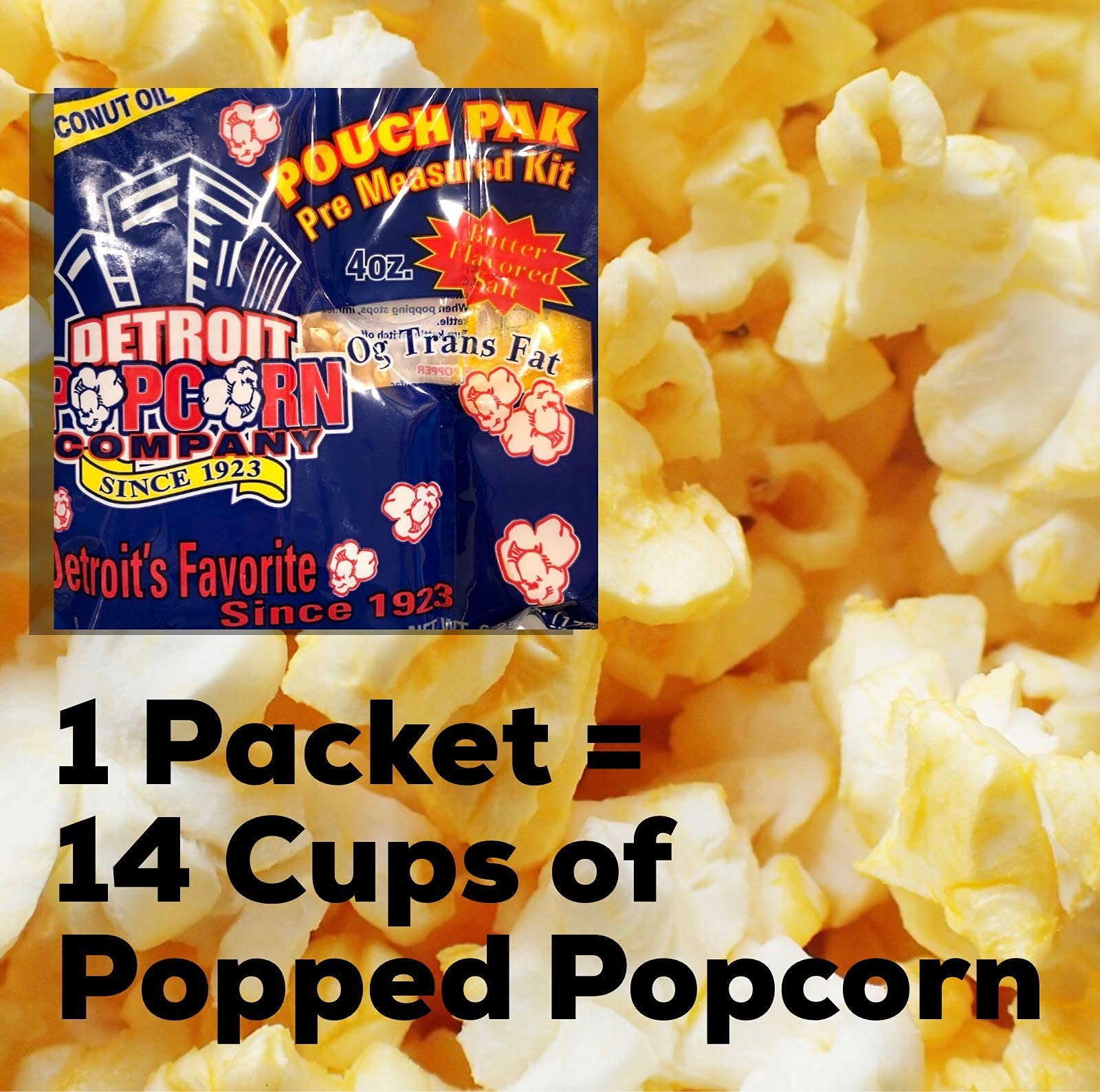 Detroit Popcorn Company - 4oz Pre-Measured Movie Theater Butter Popcorn Pouches (8 Pack) for Popcorn Maker Machines - Perfect for Home Movie Nights, Parties & Snack Time