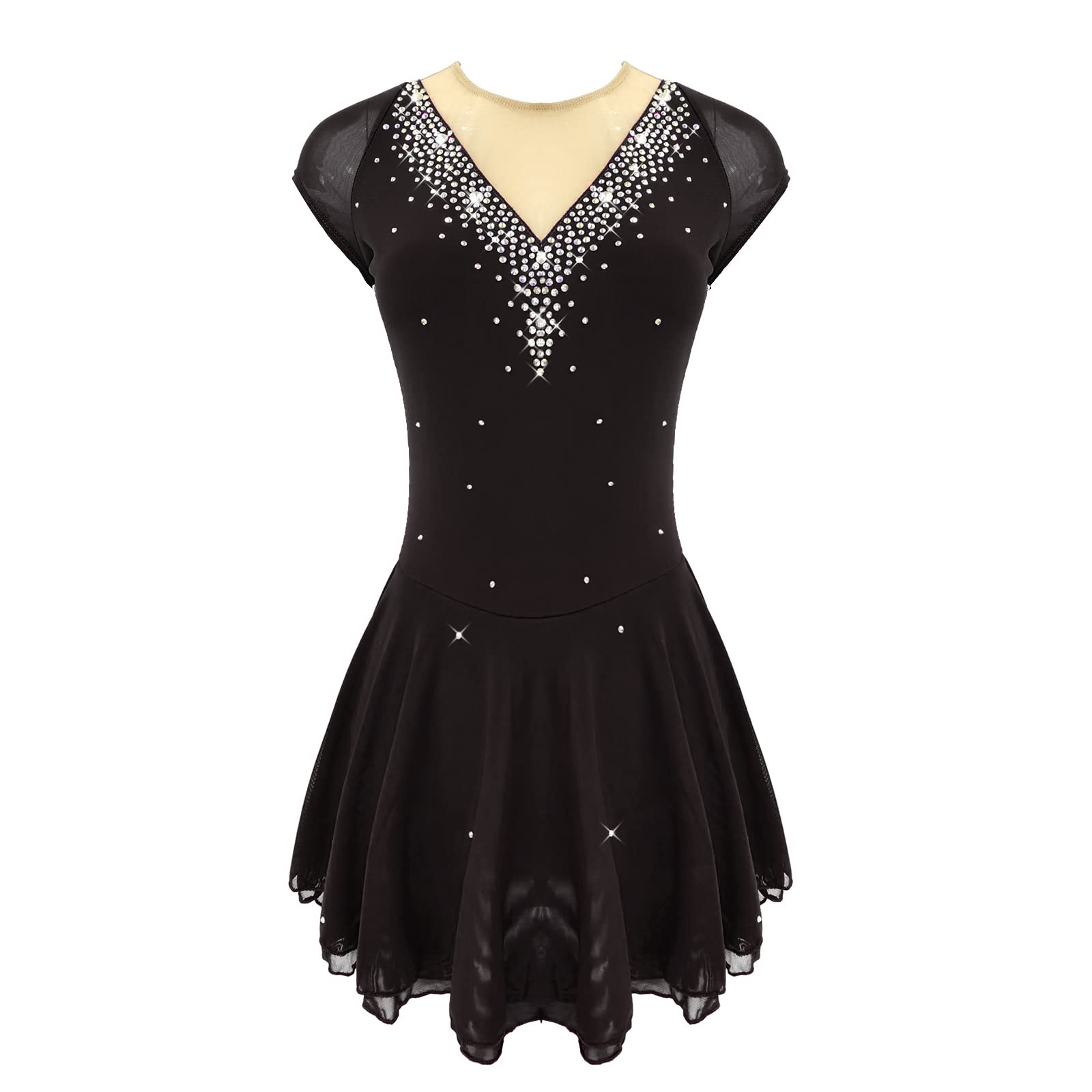 LIUHUO Sparkling Ice Skating Dress for Girls & Women - Rhinestone Competition Dance Costume for Kids & Adults | Perfect for Figure Skating, Ballet Performances & Dance Recitals
