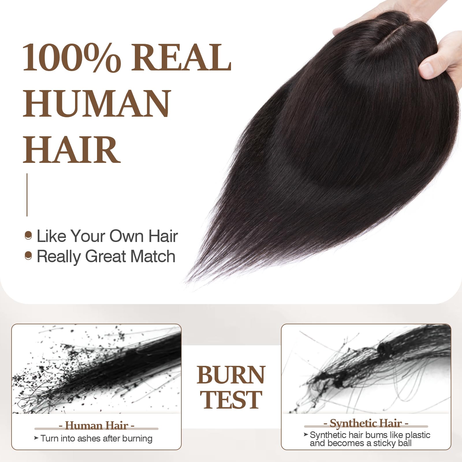 100% Human Hair Toppers for Women - Remy Clip-In Hair Topper with Silk Base for Thinning Hair | 14 Inch #1B Natural Black | Perfect for Daily Wear, Special Occasions & Hair Loss Solutions