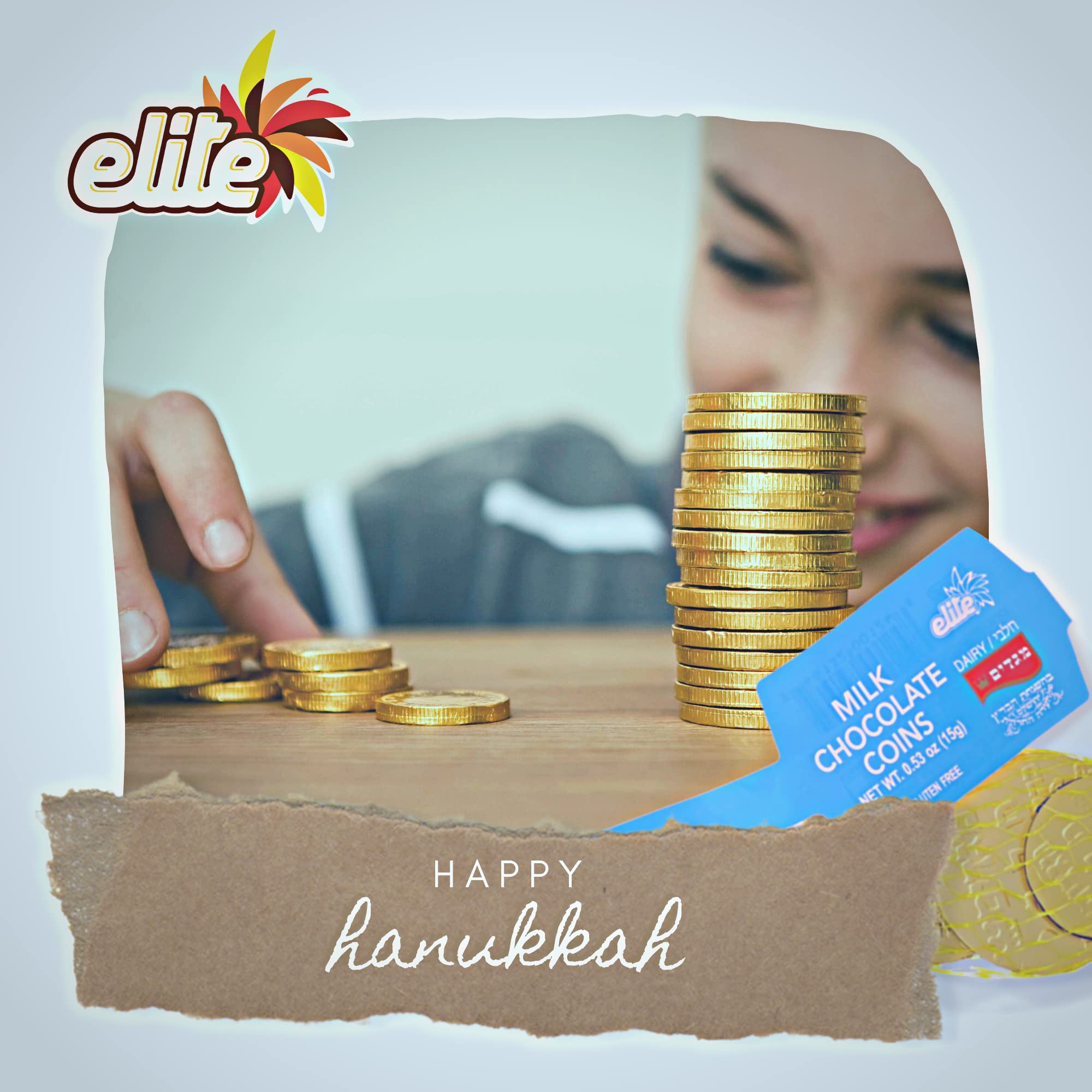Premium Kosher Milk Chocolate Hanukkah Coins (24-Pack) - Gluten-Free, Chalav Yisroel Certified, Made in Israel - Perfect for Hanukkah Gifts, Party Favors, and Holiday Celebrations