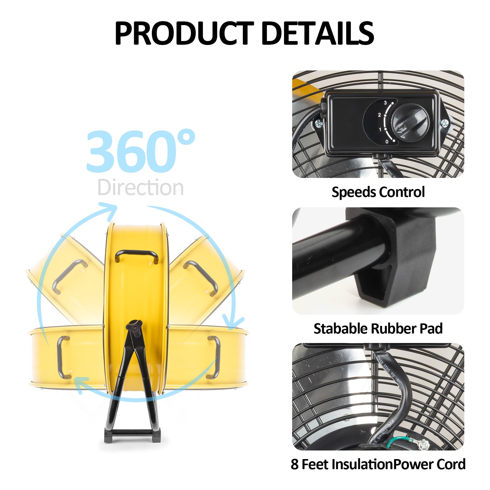 BEESTAR 24 Inch Industrial Drum Fan - High Velocity Heavy Duty Metal Fan 8800 CFM, 3 Speed Settings, 360° Tilt, 1/3 HP Motor - Large Cooling Fan for Garage, Warehouse, Greenhouse, Workshop, Basement & Commercial Use (24 INCH) - Perfect for Air Circulation, Ventilation & Cooling in Hot Environments