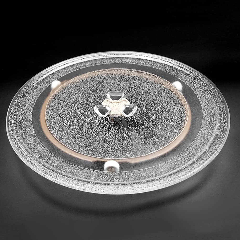 2-Pack Hemoton Microwave Oven Stand - Universal Rotating Glass Plate Replacement with PP Base | Durable Round Tray Ring & Roller Rack for Smooth Rotation | Perfect for Heating Food, Defrosting & Reheating Meals