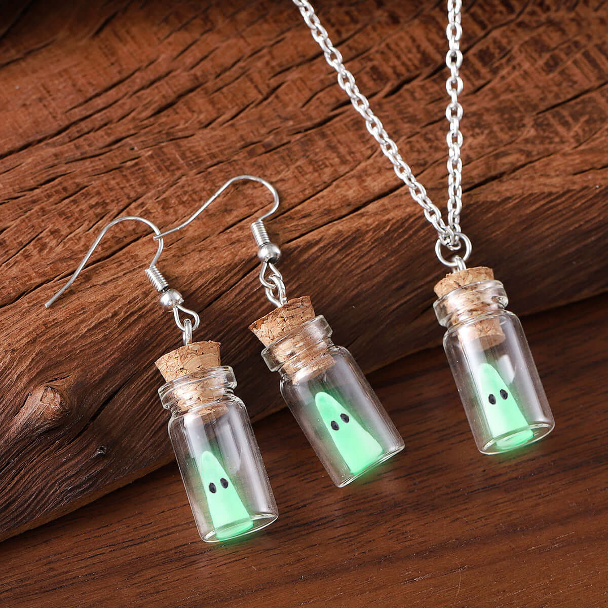 Adopt A Ghost Light Up Halloween Drop Earrings & Necklace Set | XC115 | Spooky Party Accessories for Women & Teens