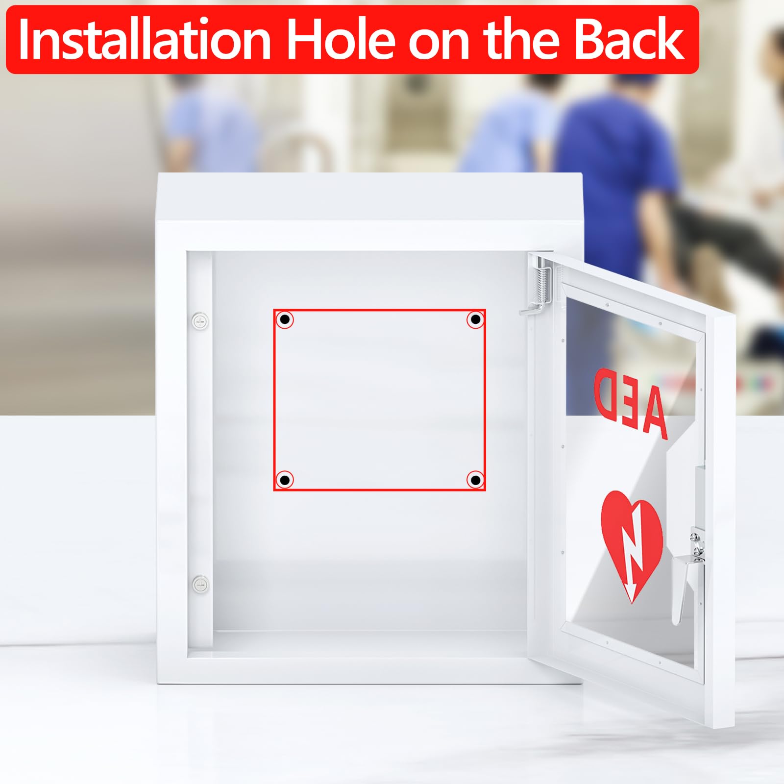 Wall Mount AED Defibrillator Cabinet - 14.2x7.8x15.7 Inch Steel Storage with Snap Lock - Universal Fit for All AED Brands - Perfect for Hospitals, Schools & Public Safety Locations