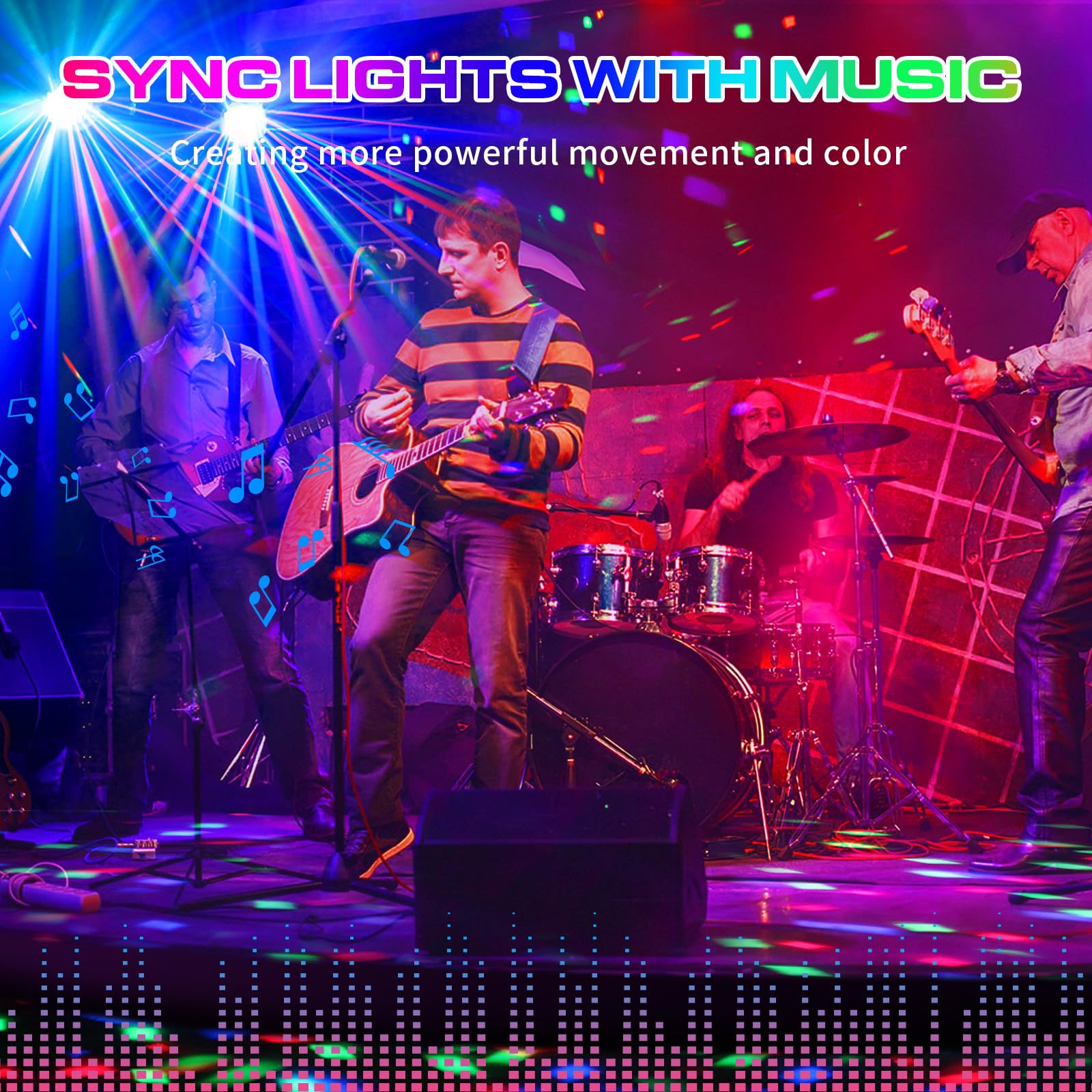 DJ Disco Lights with Stand - Professional RGB LED Rotating Ball Party Lighting System | Sound Activated & Remote Control | Perfect for Stage, Bar, Wedding, Club, Dance Events & Indoor Gigs