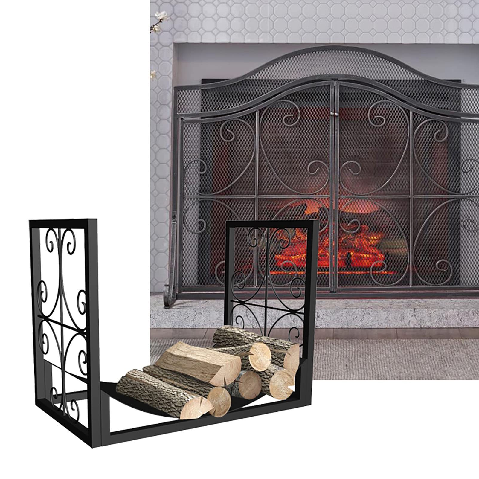 Heavy Duty Wrought Iron Firewood Rack - 18