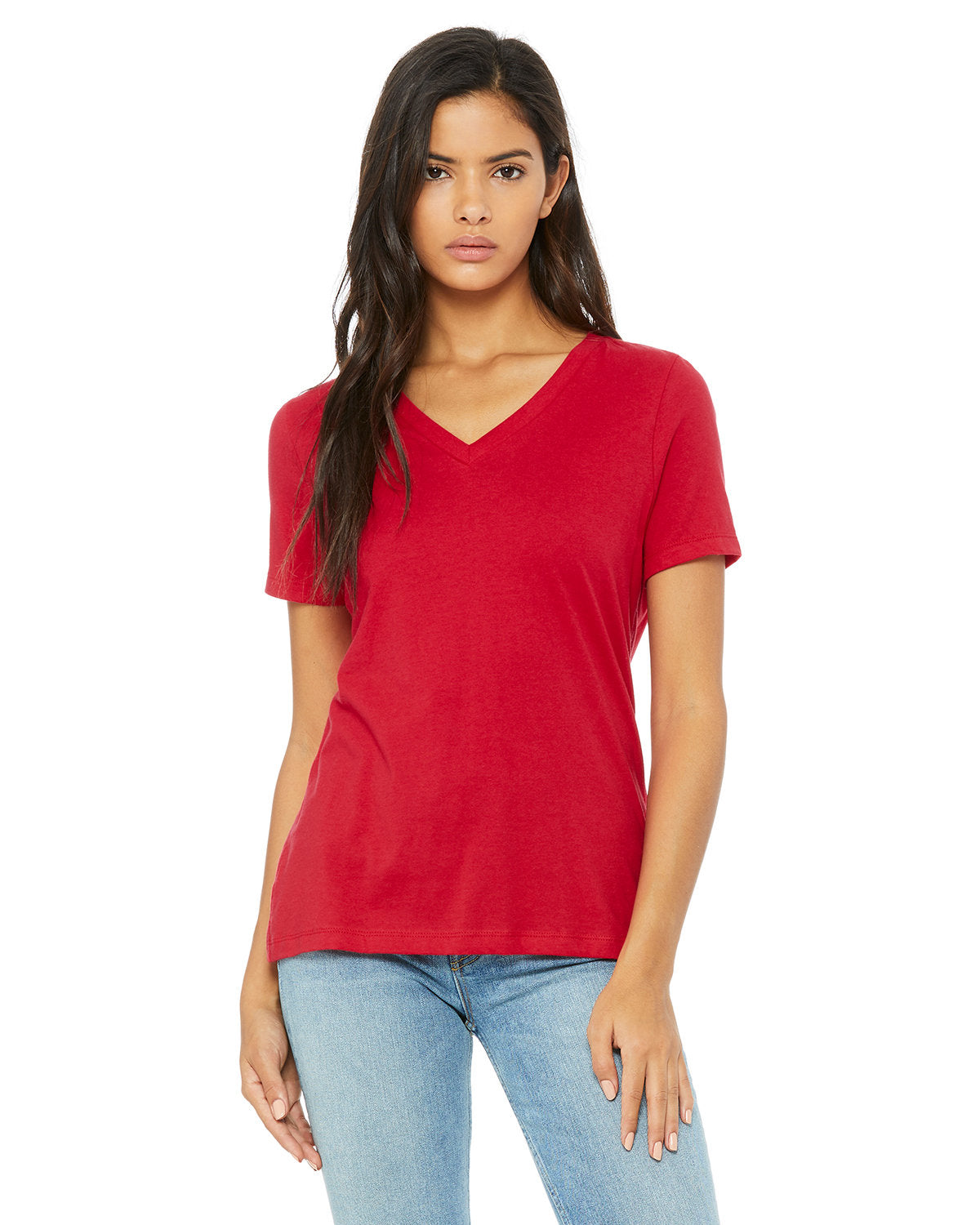 Bella + Canvas 6405 Women's Relaxed Fit Jersey V-Neck T-Shirt - Soft & Comfortable Casual Tee for Everyday Wear, Lounge, and Outfits