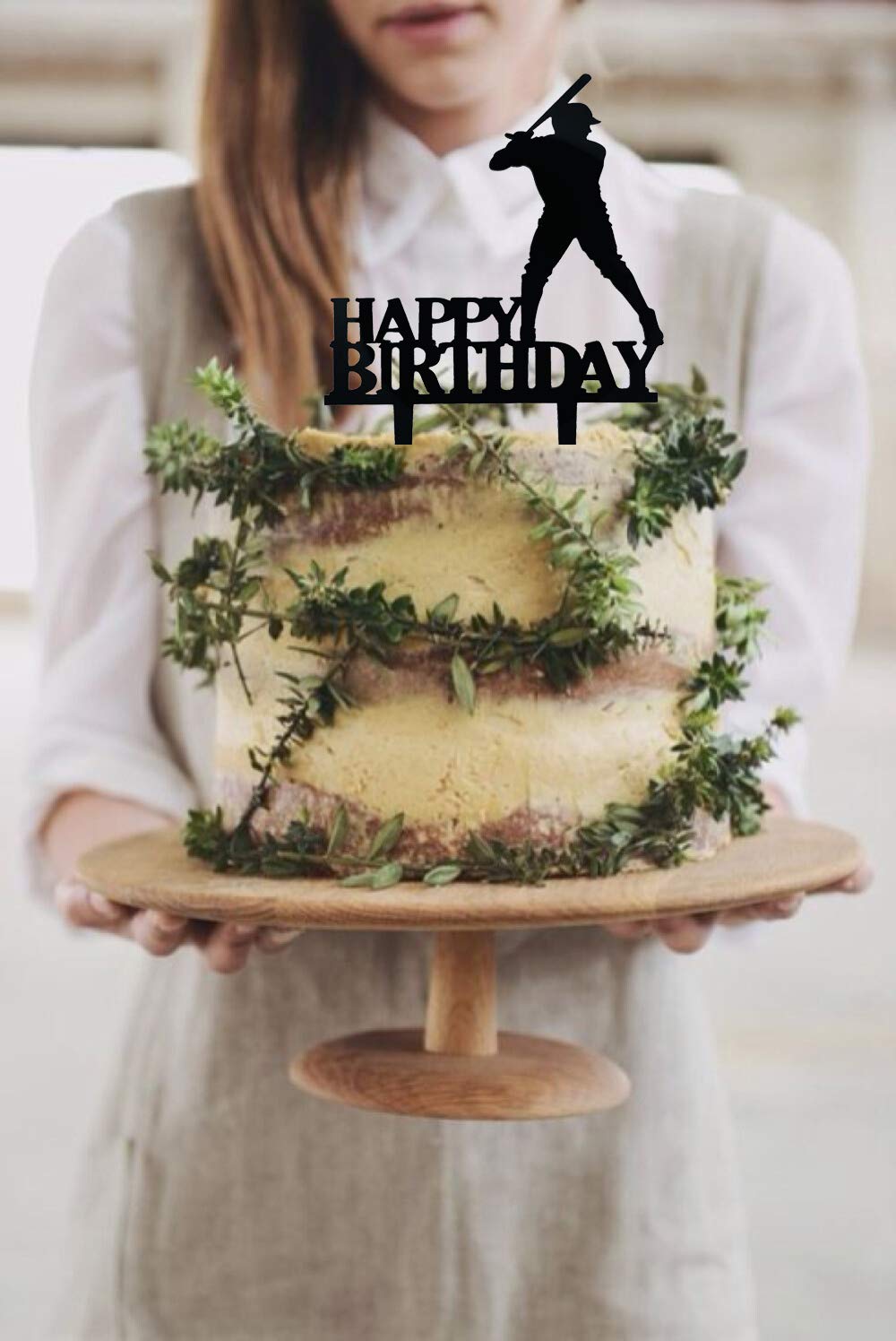 Black Baseball Happy Birthday Cake Topper - Baseball Theme Party Decoration for Birthday Cakes | Perfect for Baseball Lovers, Sports Themed Parties & Kids Birthday Celebrations