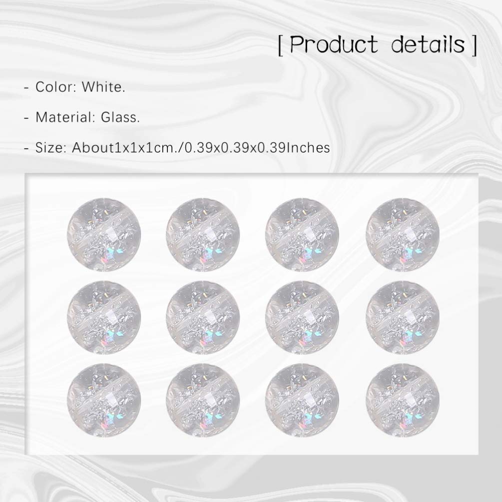 ARTIBETTER 40Pcs 10mm Round Jade Crystal Beads - Loose Quartz Gemstone Crackle Glass Beads for Jewelry Making, Necklaces & Bracelets (White) | DIY Craft Supplies & Handmade Jewelry Accessories