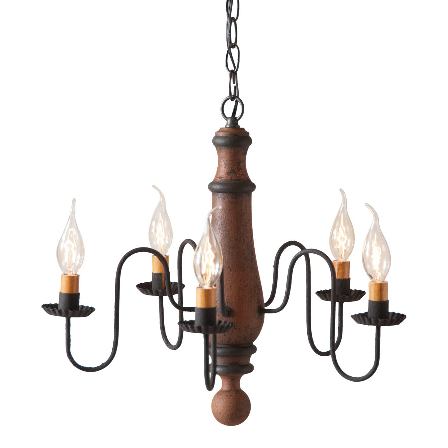 Vintage Medium Norfolk Chandelier in Hartford Pumpkin Finish - Antique Style Country Tinware Lighting for Farmhouse, Cottage & Rustic Home Decor