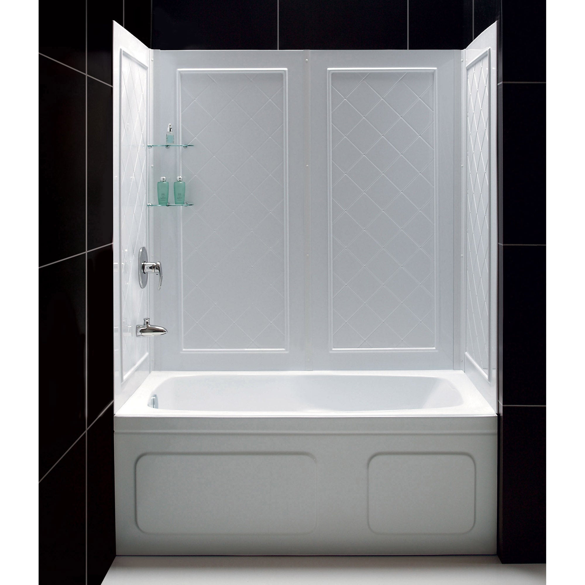DreamLine QWALL Tub 56-60 in. W x 28-32 in. D x 60 in. H Acrylic Backwall Kit – Perfect for Bathroom Remodeling & Shower Enclosure Installation