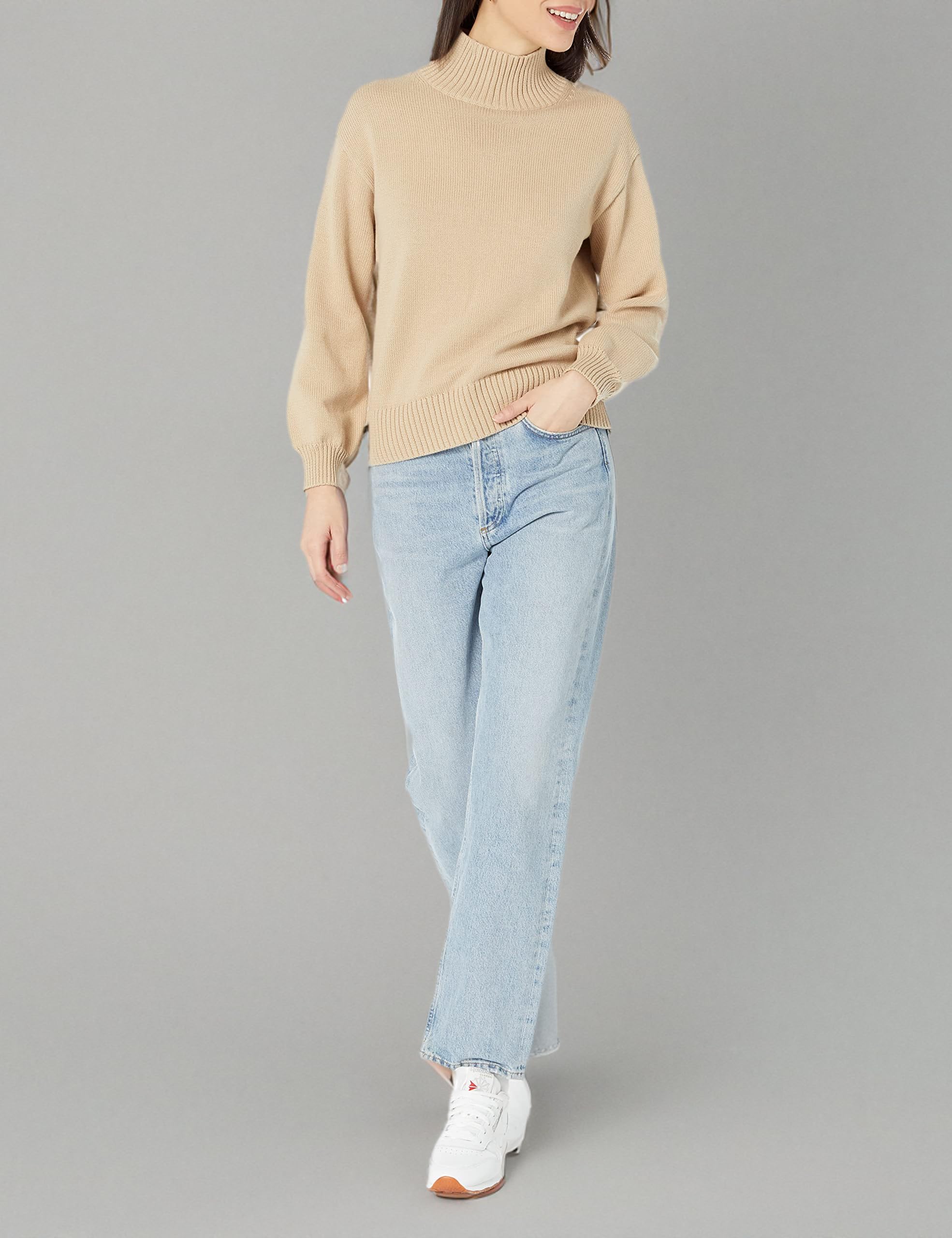 Amazon Essentials Women's Cotton Sweaters - Soft Funnel Neck Pullover, Plus Size & Regular Sizes, Perfect for Casual Wear & Layering in Fall & Winter