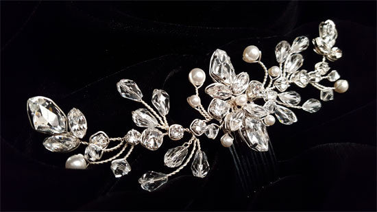 Elegant Bridal Hair Comb with Small Crystals and Pearls - Dionysis by Kezani | Perfect for Weddings, Prom, and Special Occasions