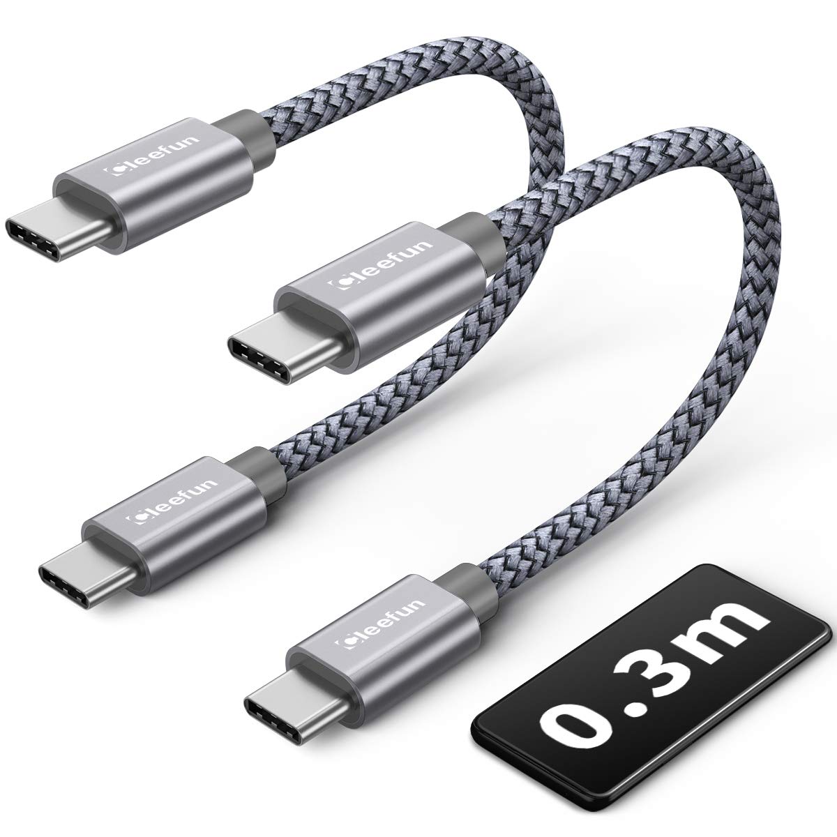 60W Fast Charging USB C to USB C Cable [0.3M, 2-Pack] - Compatible with iPhone 15/16 Plus, MacBook, iPad Air/Pro, Galaxy S/A Series, Android Auto, PS5/Xbox Controller & Power Banks - Perfect for Car Charging & Gaming Accessories