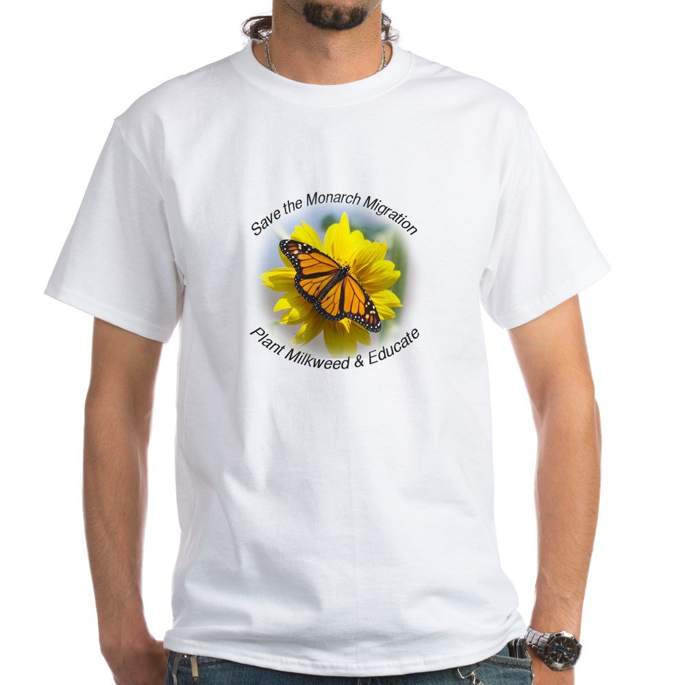 Save The Monarch White Cotton T-Shirt - Eco-Friendly Butterfly Conservation Tee for Men & Women | Perfect for Casual Wear, Animal Lovers & Environmental Activists