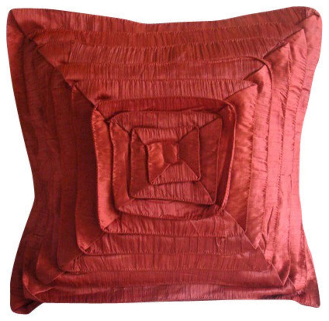 18x18 Inch Rust Vintage Frills Pillow Cover - Crushed Silk Square Cushion Case for Sofa, Bed & Home Decor | Solid Contemporary Throw Pillow Cover (45x45 cm) for Living Room, Bedroom & Dorm