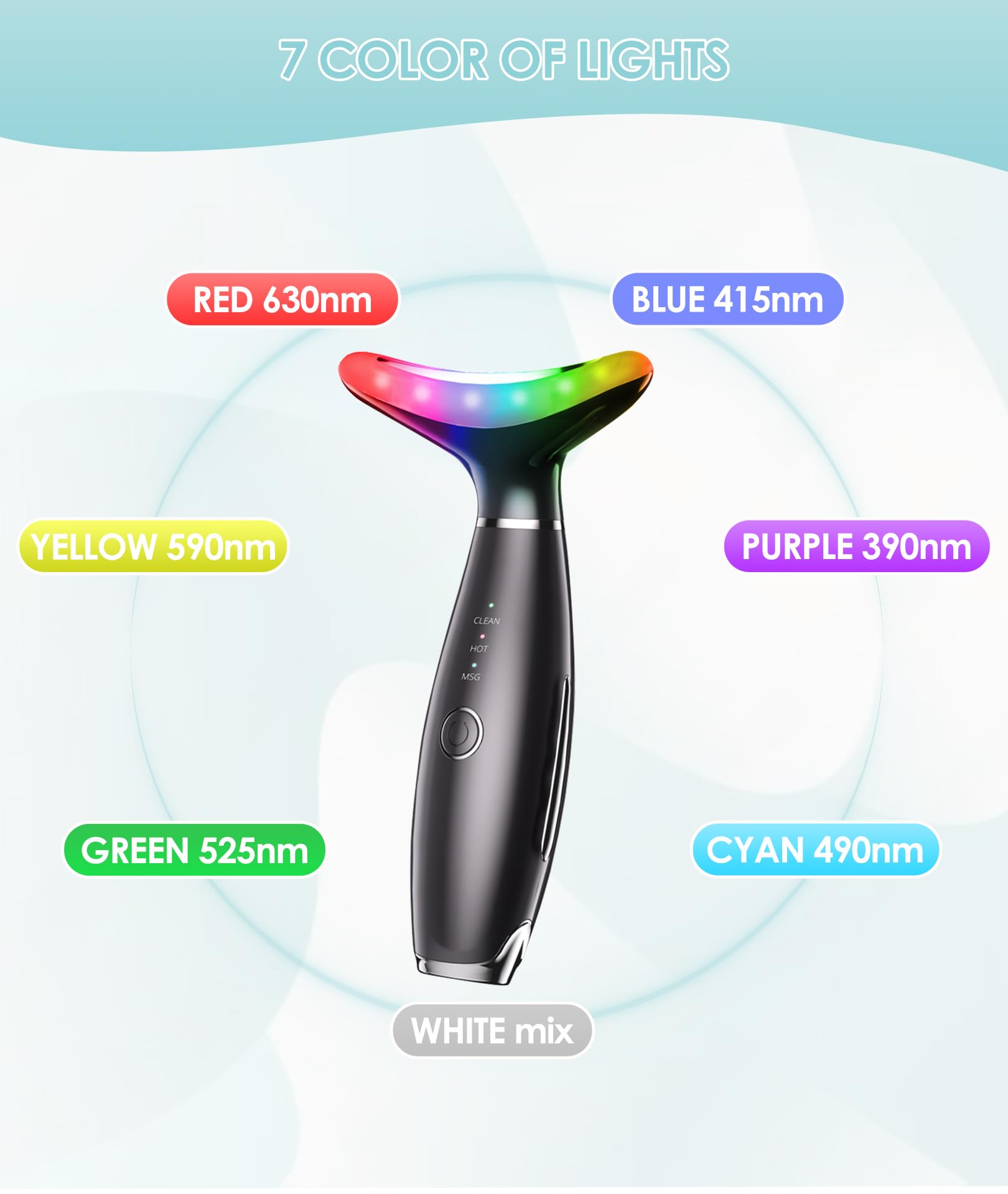 7-Color Vibrating Face Massager with Heating & Galvanic Therapy - Professional Skin Care Device for Wrinkles, Puffiness & Facial Contouring | At-Home Spa Treatment & Beauty Routine Essential
