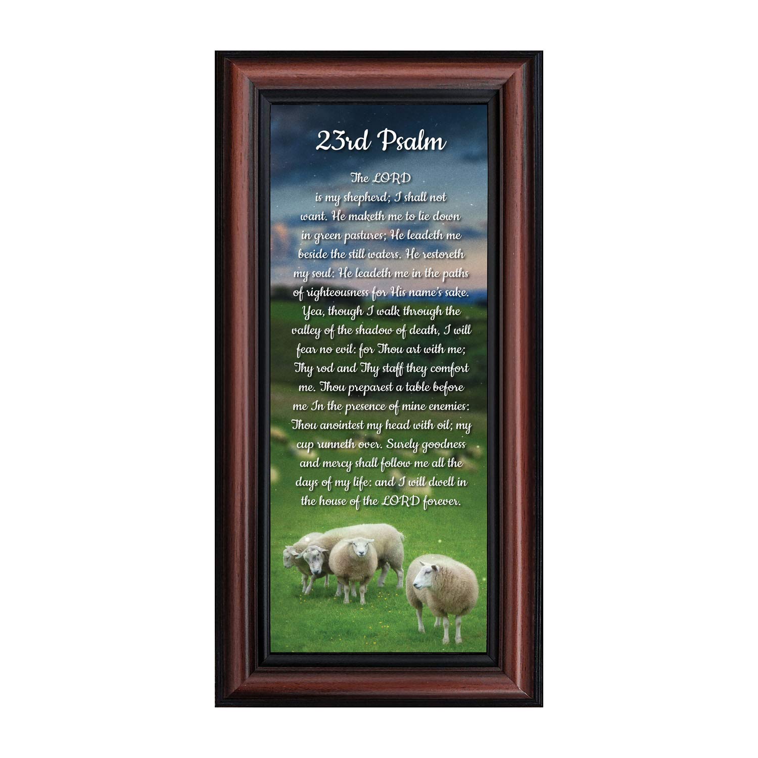 Psalm 23 Christian Wall Art - Framed Bible Verse Decor for Home & Prayer Room