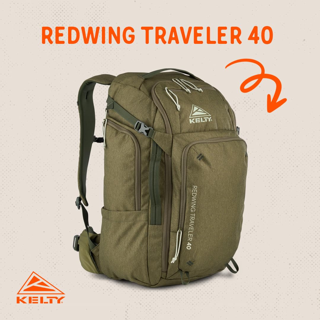 Kelty Redwing Traveler Backpack - 50L Lightweight Hiking Backpack for Men & Women, Durable Travel Pack for Adventure, Camping & Outdoor Activities (Burnt Olive/Black)