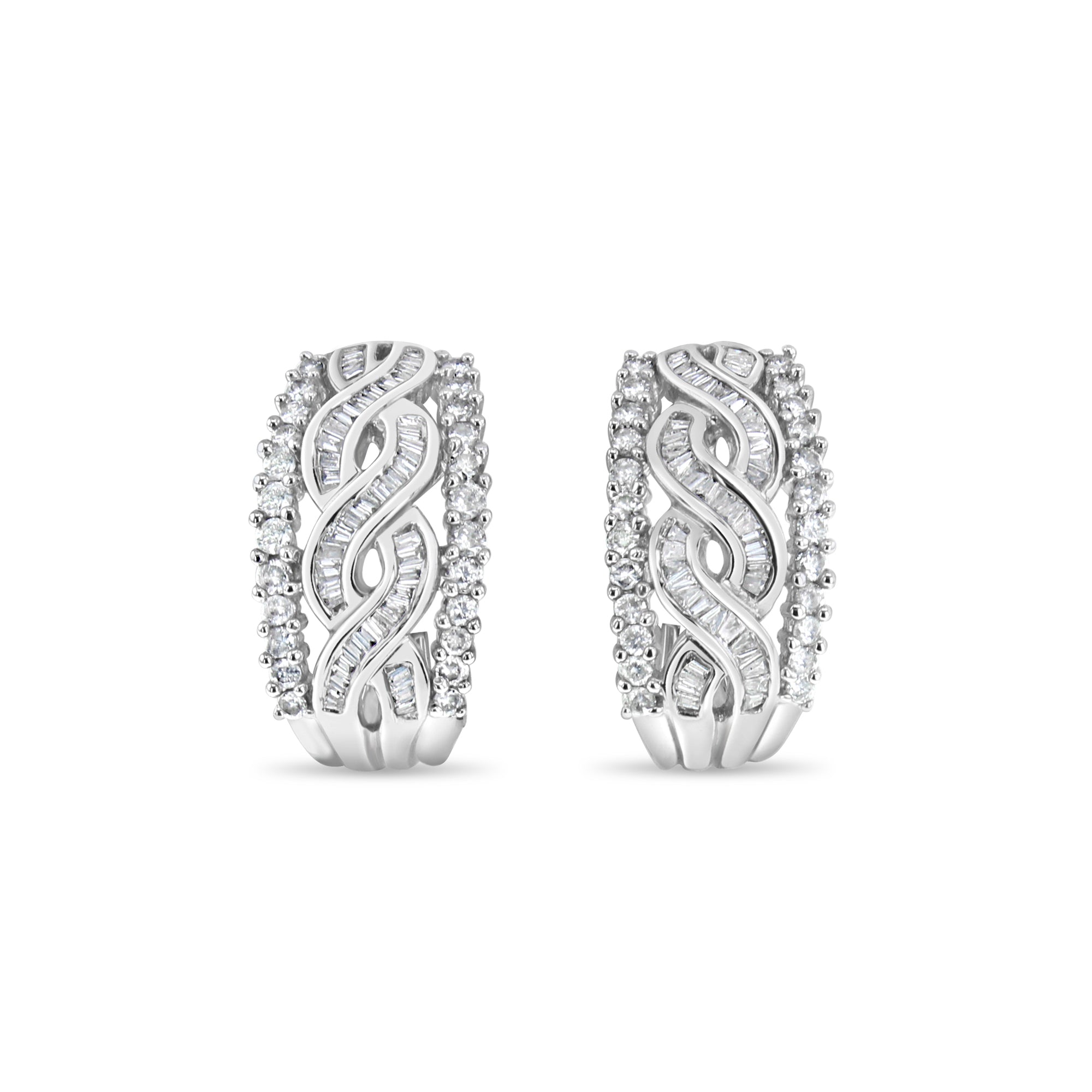 1.46cttw Diamond Ribbon Stud Earrings in 14K White Gold - Elegant Jewelry for Women, Perfect for Weddings, Parties & Special Occasions