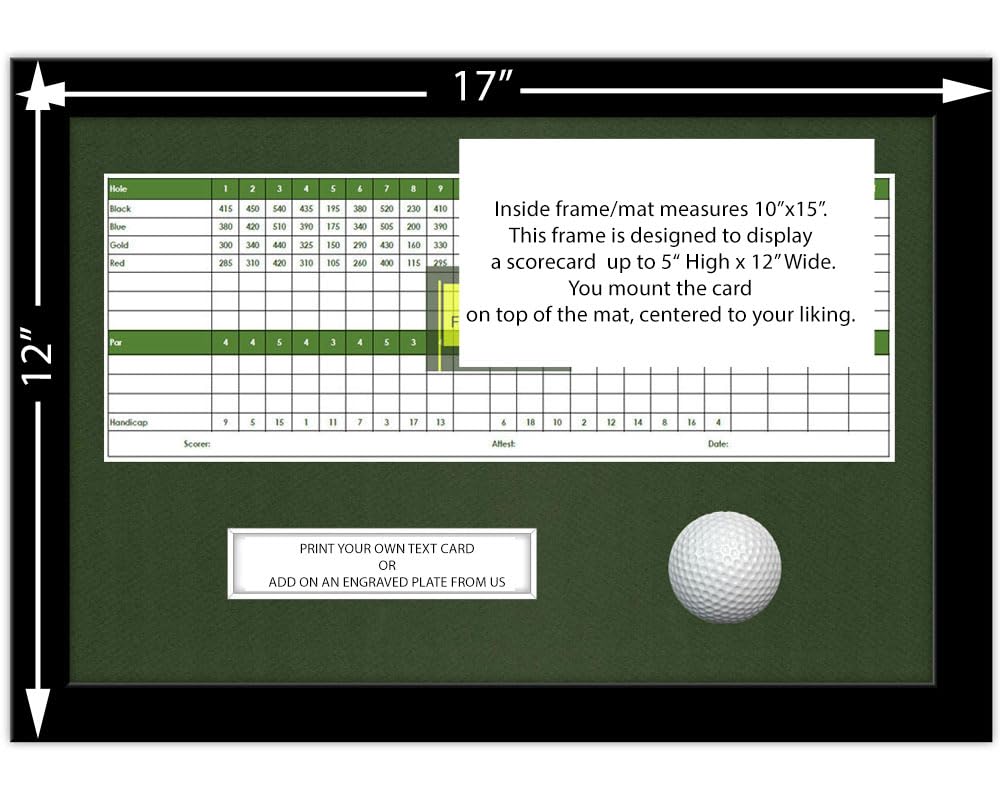 10x15 Black Golf Scorecard Shadowbox Frame - Hole in One Display Case for Golf Balls & Scorecards (Holds up to 5x12 Cards, Green Mat Included) - Perfect for Golf Tournaments, Clubhouse Displays & Memorabilia Collections