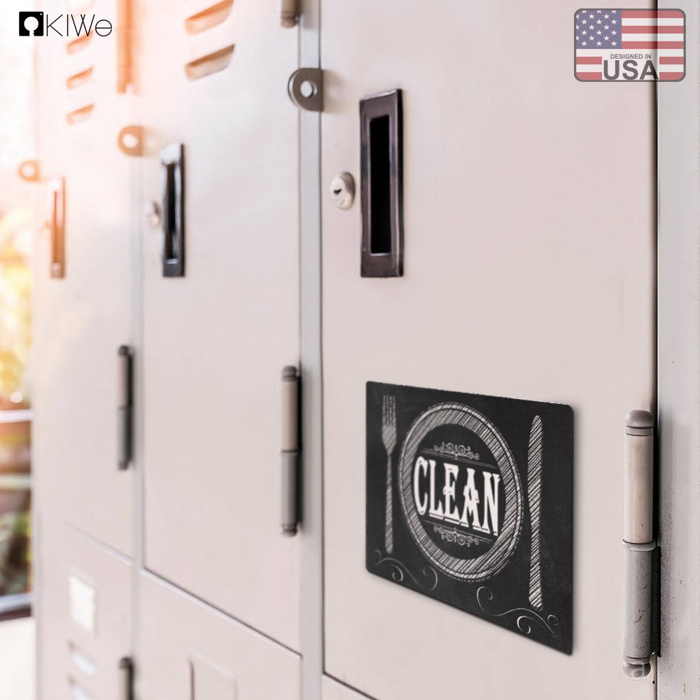 Dishwasher Magnet Clean Dirty Sign - Double Sided Stainless Steel Plate, Flexible Flip 3x4 Inch Black & White Chalkboard - Perfect for Kitchen, Office, or RV Organization