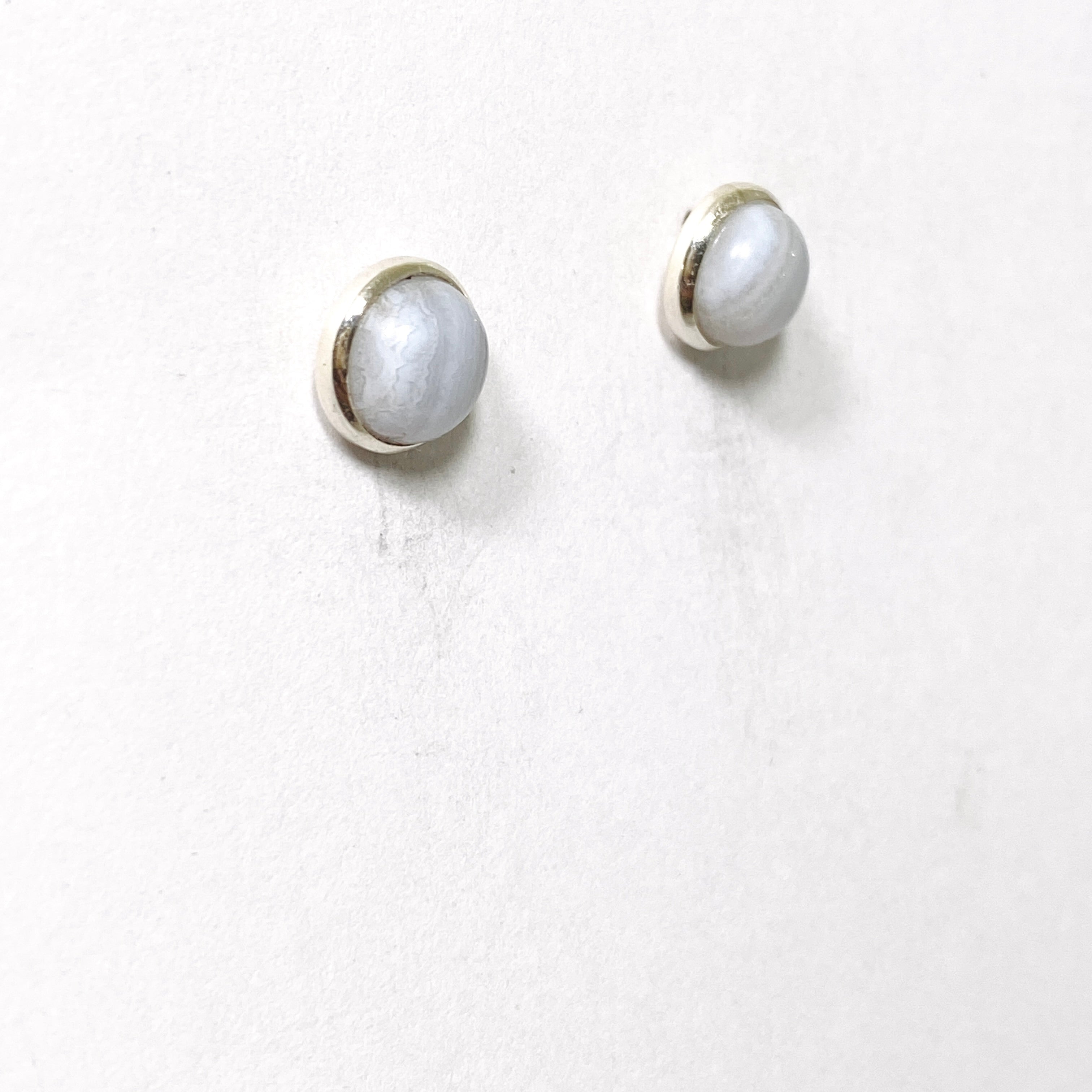 Blue Lace Agate Oval Cabochon Bezel Set Earrings - Handmade Sterling Silver Dangle Earrings for Women - Perfect for Boho Jewelry, Wedding Gifts & Everyday Elegance