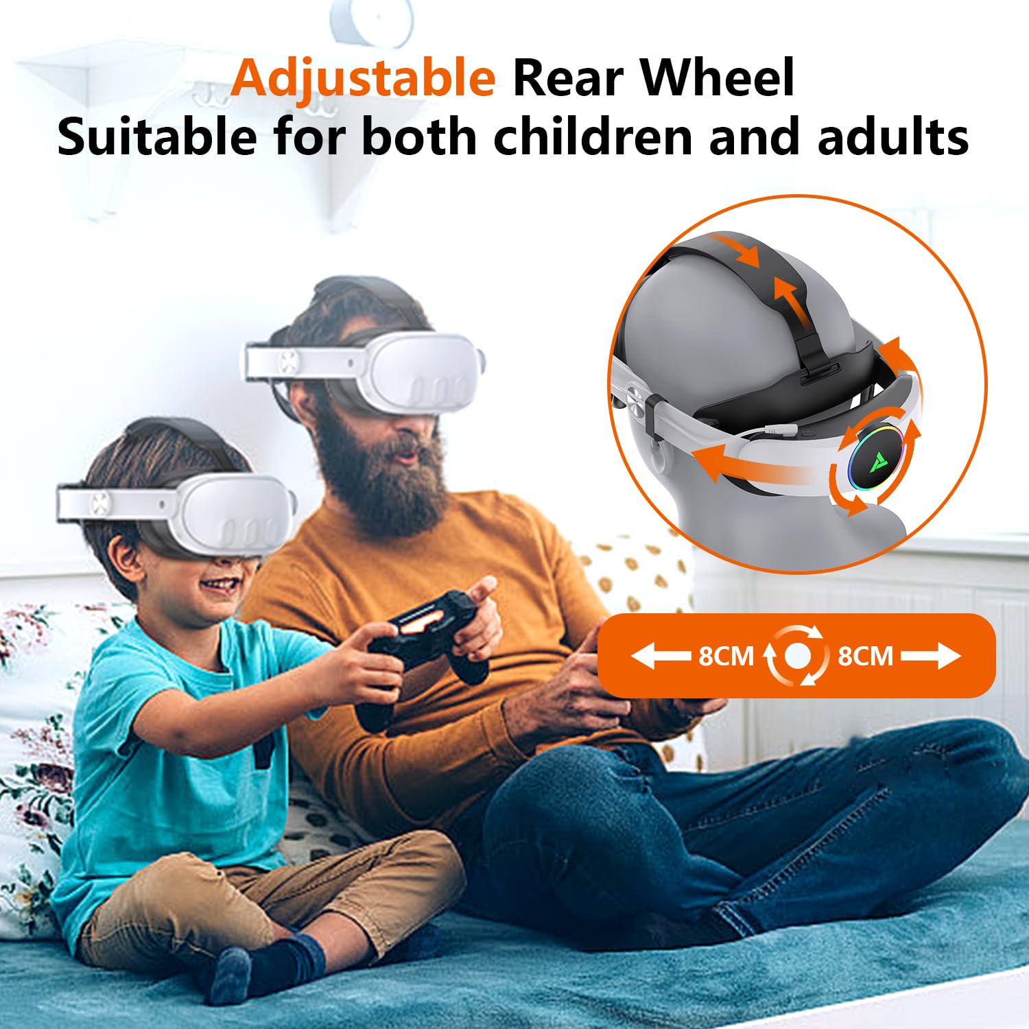 Foscomax RGB VR Head Strap for Oculus/Meta Quest 3/3S - 10000mAh Rechargeable Battery, Adjustable Elite Strap Extends Playtime 4-6 Hours - Compatible with Quest 3/3S Accessories - Perfect for Extended VR Gaming and Immersive Experiences