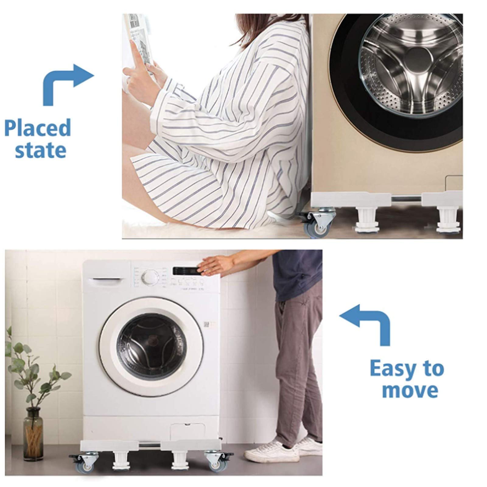 Universal Mobile Base Stand for Refrigerator, Washing Machine & Furniture - Heavy Duty Dolly with Locking Wheels & Sturdy Feet | Perfect for Home, Dorm, Laundry Room & Garage Organization