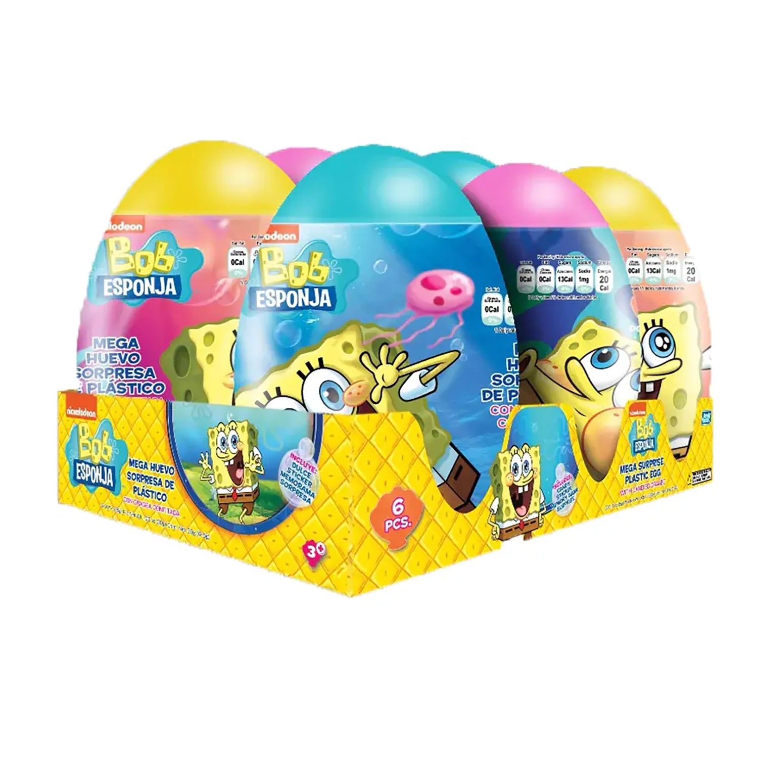 SpongeBob SquarePants Mega Egg Surprise Toys - 6 Pack Box Set | Kids Collectible Figures, Party Favors & Easter Basket Stuffers for Boys and Girls
