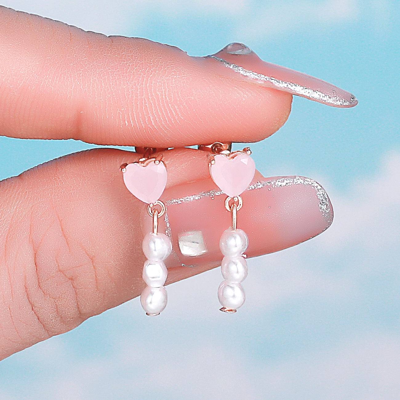 20G Heart Pearl Stud Dangle Helix Cartilage Earrings for Women | EGD0367 | Elegant Jewelry for Daily Wear, Parties & Special Occasions