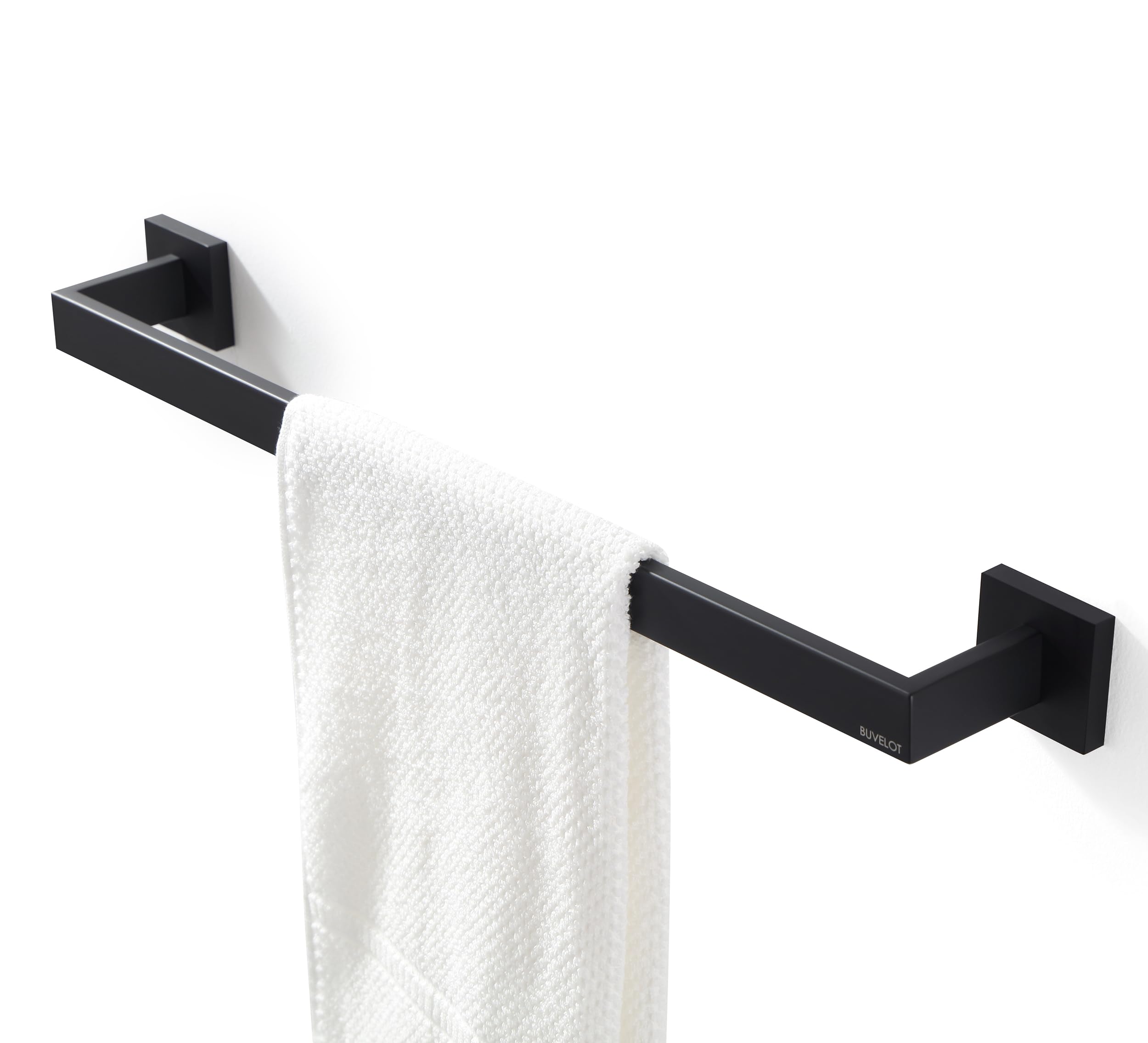 5-Piece Matte Black Bathroom Hardware Set - Towel Bar, Robe Hook, Toilet Paper Holder - Modern Wall-Mounted Bathroom Accessories for Home & Hotel Use