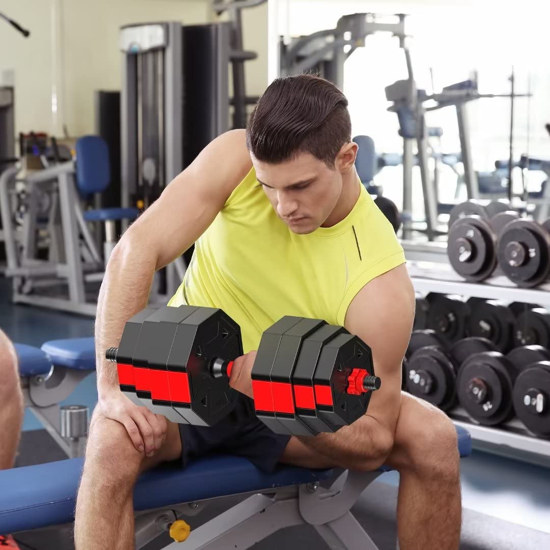 Adjustable Dumbbell Set 20 lbs - Hexagon Non-Rolling Free Weights for Home Gym | Strength Training, Workout Equipment for Men & Women | Perfect for Home Fitness, Weight Lifting & Muscle Building