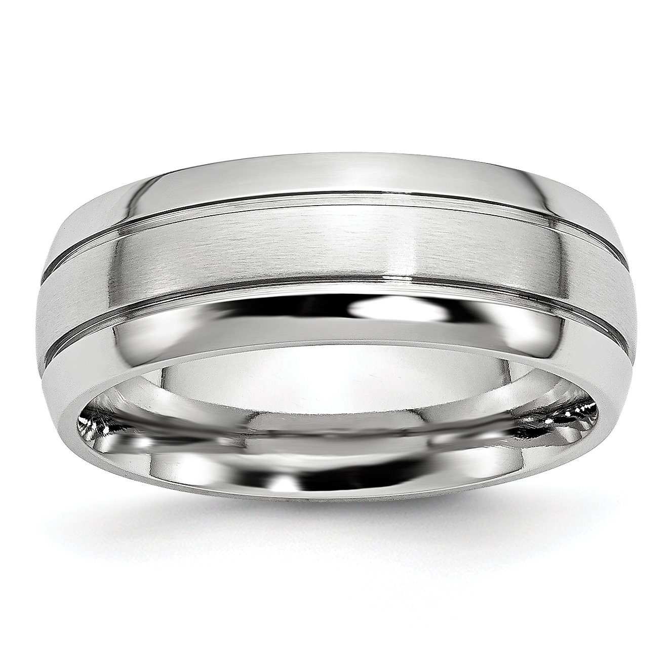 **8mm Cobalt Wedding Band for Men - Polished & Satin Grooved Design - Perfect for Engagement, Anniversary, and Everyday Wear**