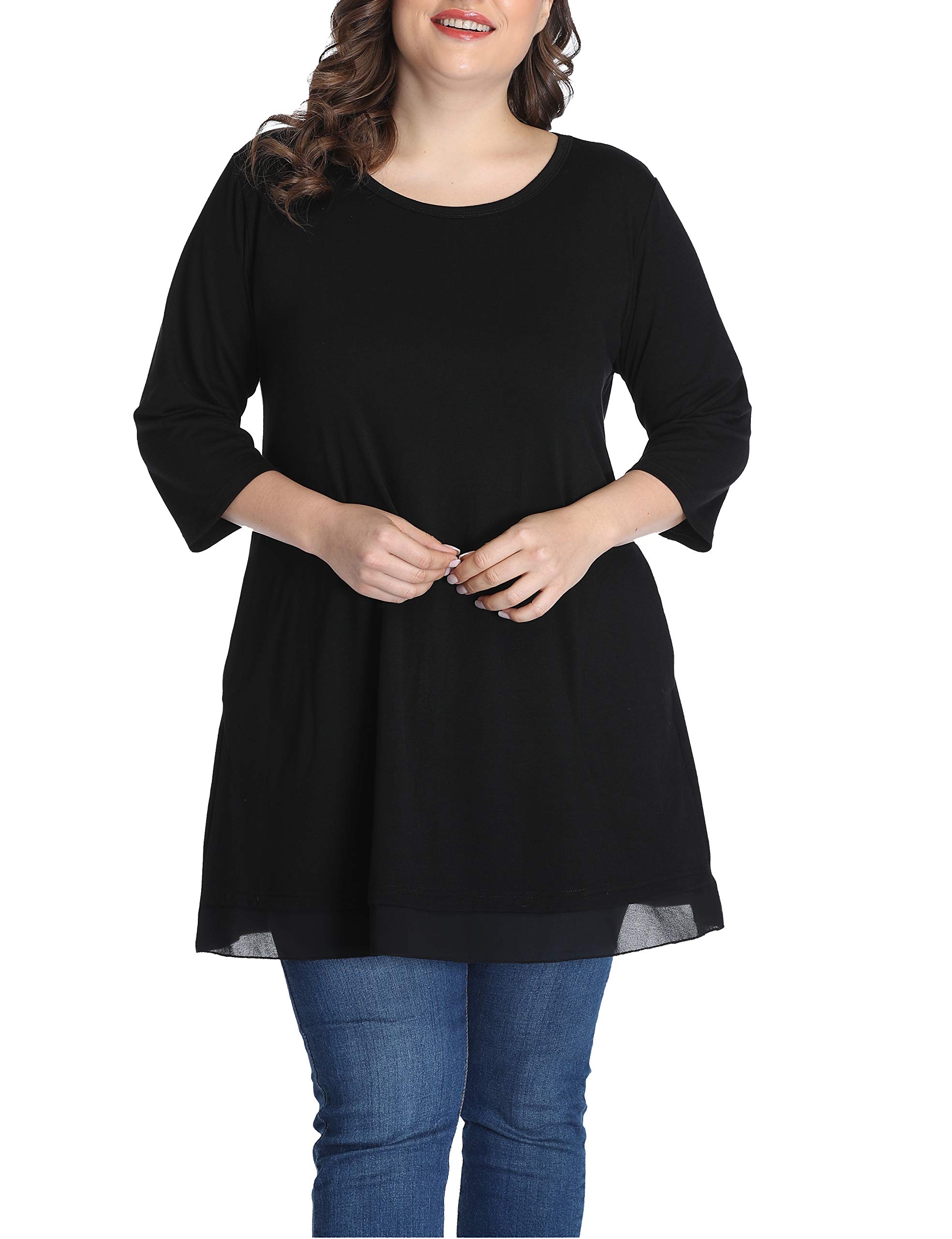 Shiaili Heather Plus Size Tunic Tops for Women - Long Flowy Casual Shirts for Leggings | Comfortable Loose Fit Blouse for Work, Travel & Everyday Wear