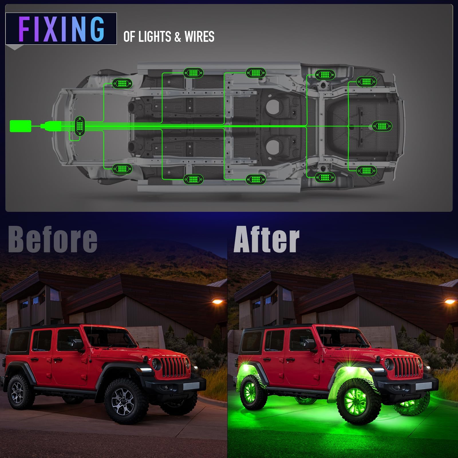 Honalia 12-Pod Multicolor LED Rock Lights for Trucks - App Controlled RGB Underglow Lights with Music Sync Mode | Waterproof 12V Rock Lights for UTV, SUV, ATV, RZR | Perfect for Off-Roading, Car Shows & Night Driving
