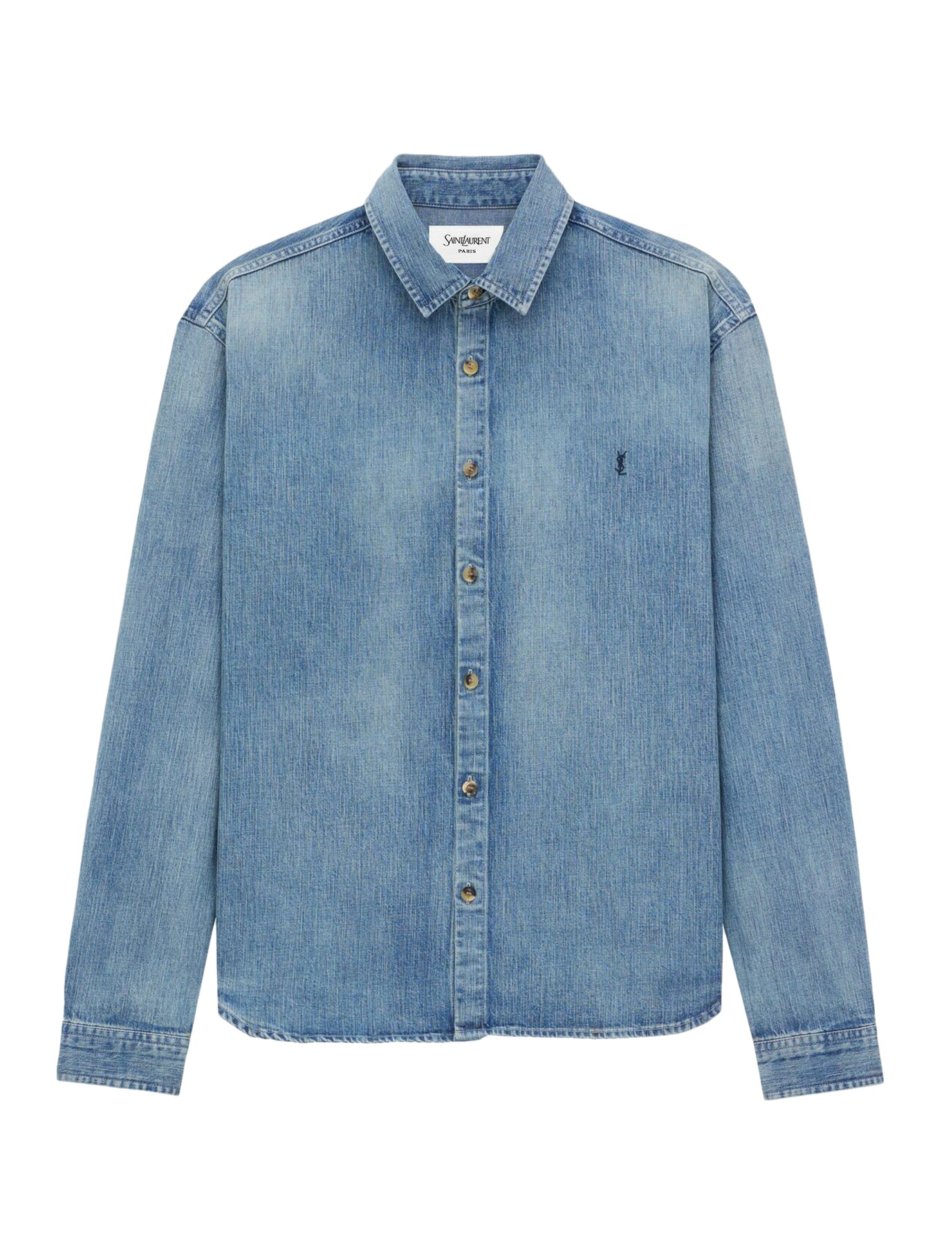 Cassandre Denim Shirt for Women - Day Blue Washed Cotton Button Down Top | Casual & Workwear Style for Everyday Outfits