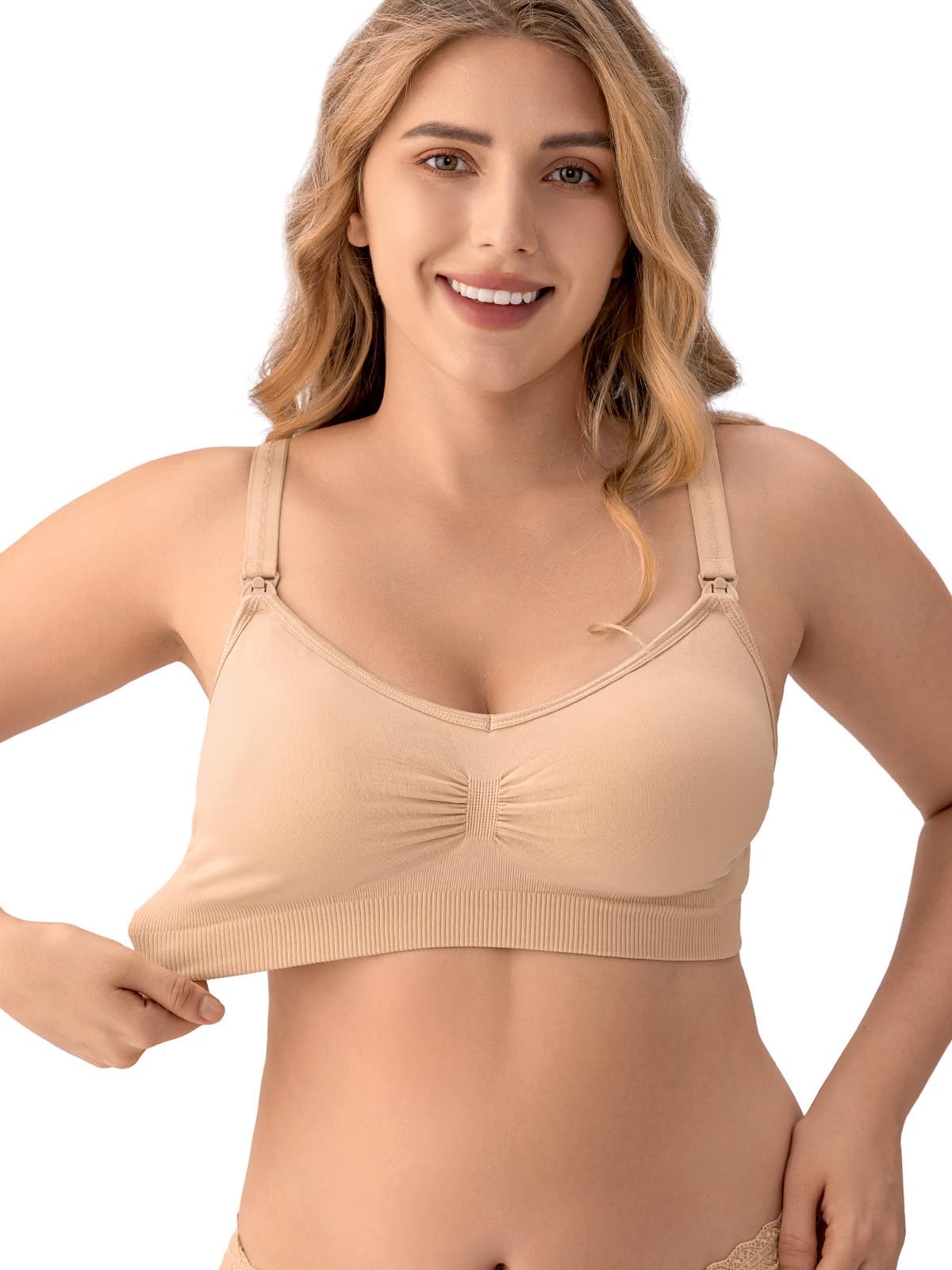 HBselect 3 Pack Wireless Nursing Bra - Seamless Maternity & Breastfeeding Bralette with Removable Pads & Extenders - Comfortable for Sleeping, Nursing, and Daily Wear