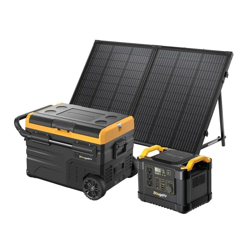 BougeRV NCM 1100Wh 1200W Portable Power Station with Solar Panel Kit - Complete Off-Grid Solar Power System for Camping, RV, Emergency Backup & Outdoor Adventures