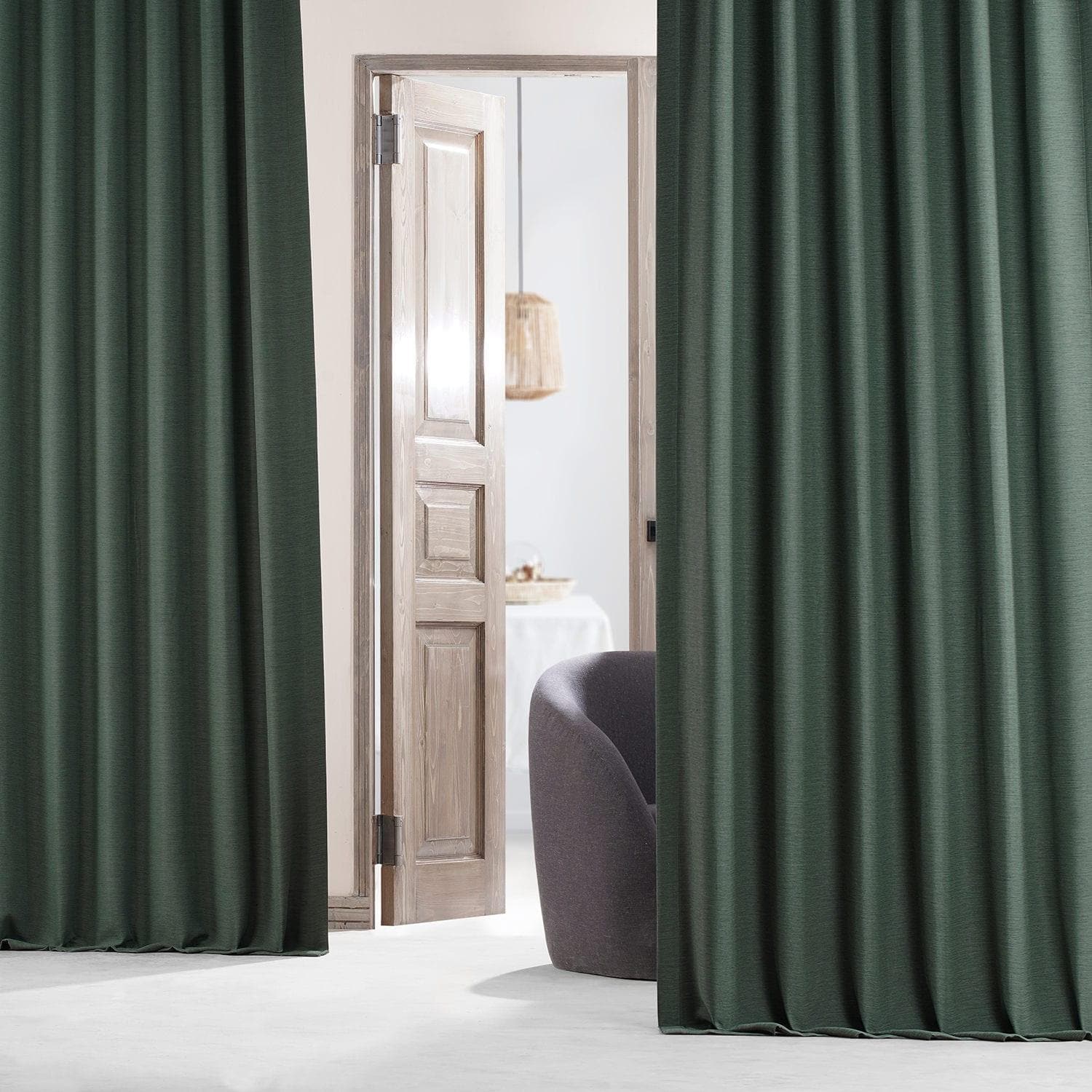Pine Forest Textured Bellino Blackout Curtains for Bedroom & Living Room - Noise Reducing, Thermal Insulated, Light Blocking Window Drapes