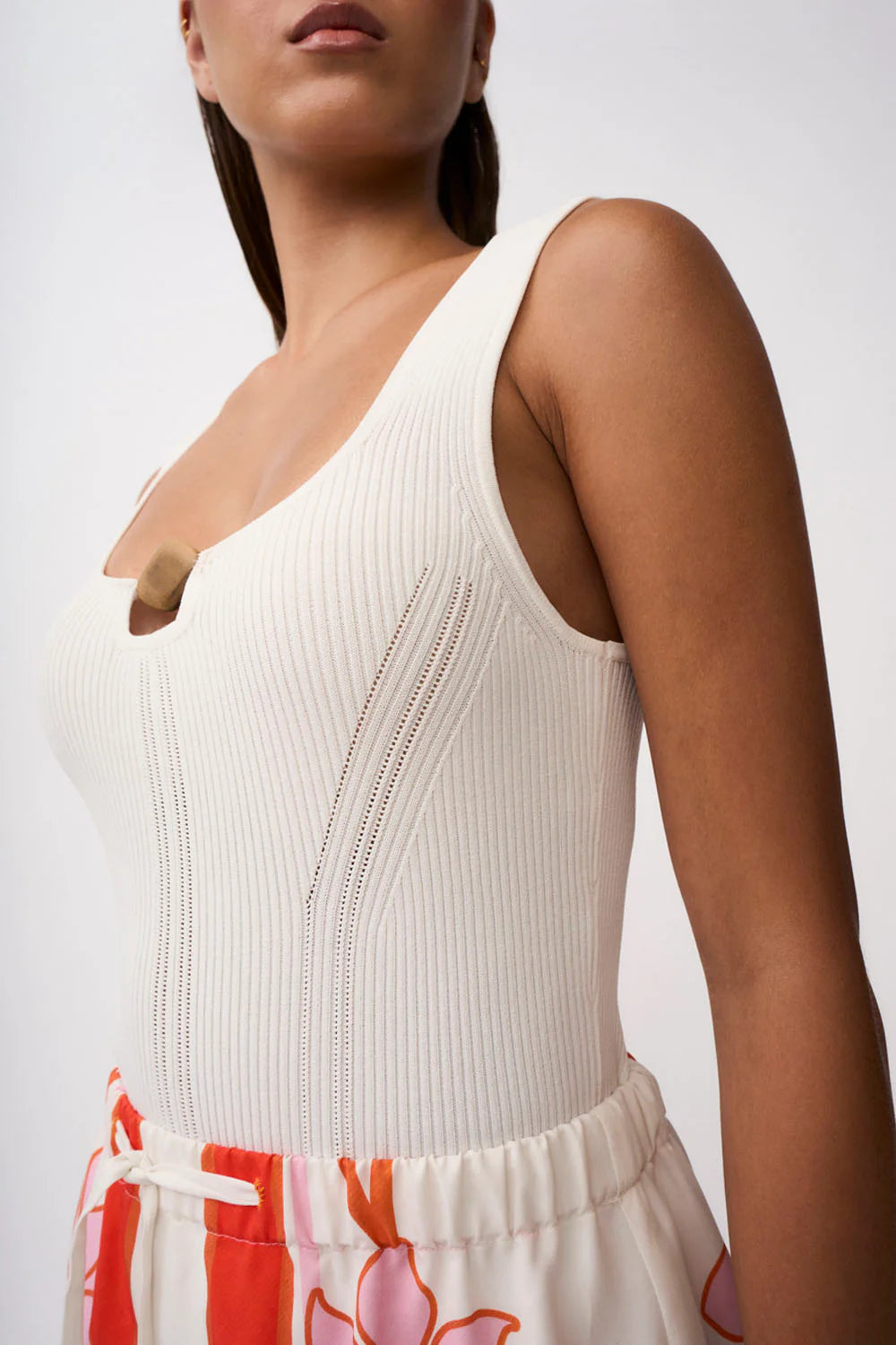 Eco-Friendly Beaded Knit Top in Ivory - Stylish & Sustainable Women's Fashion for Casual Wear & Office Outfits