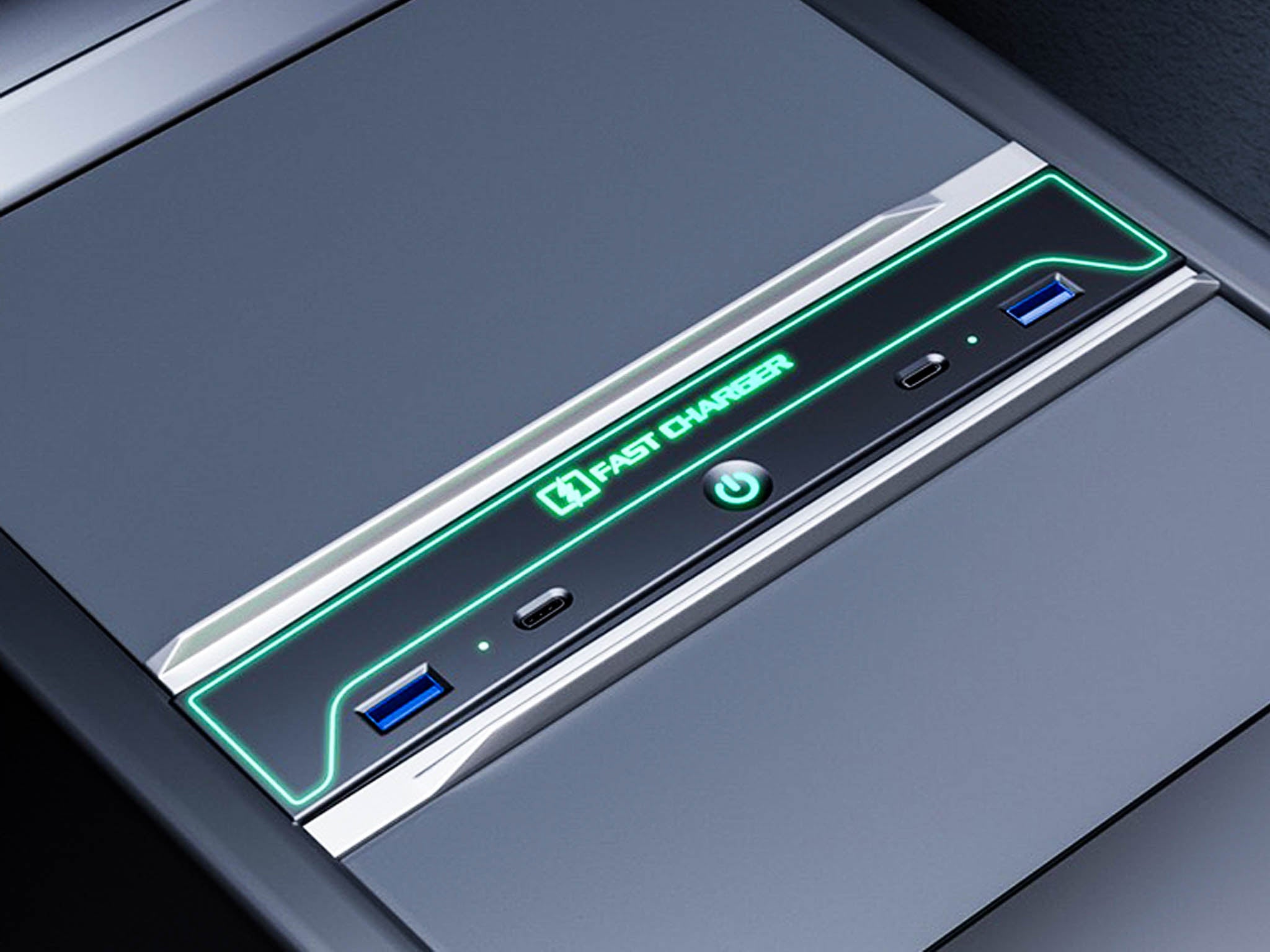 2024 Tesla Model 3 Premium Center Console USB Hub - 27W Fast Charging & 7-Color Ambient Lighting - Perfect for Road Trips & Night Driving Accessories