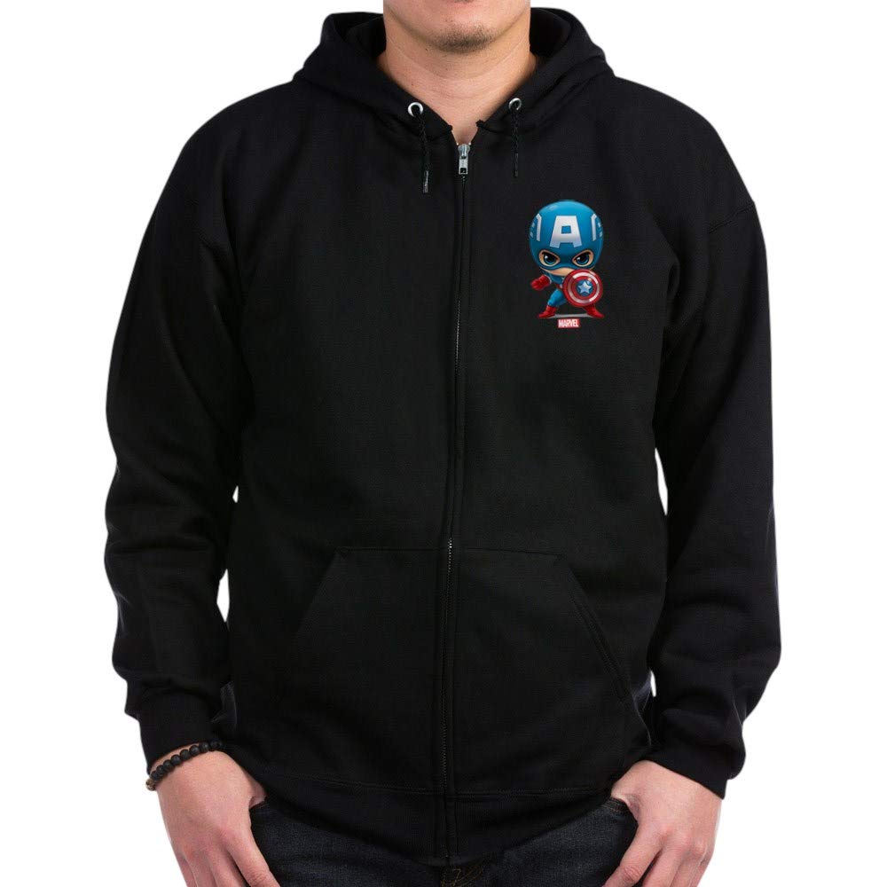 Chibi Captain America Stylized Zip Hoodie - Marvel Superhero Pullover for Men & Women | Perfect for Cosplay, Comic Con & Casual Wear