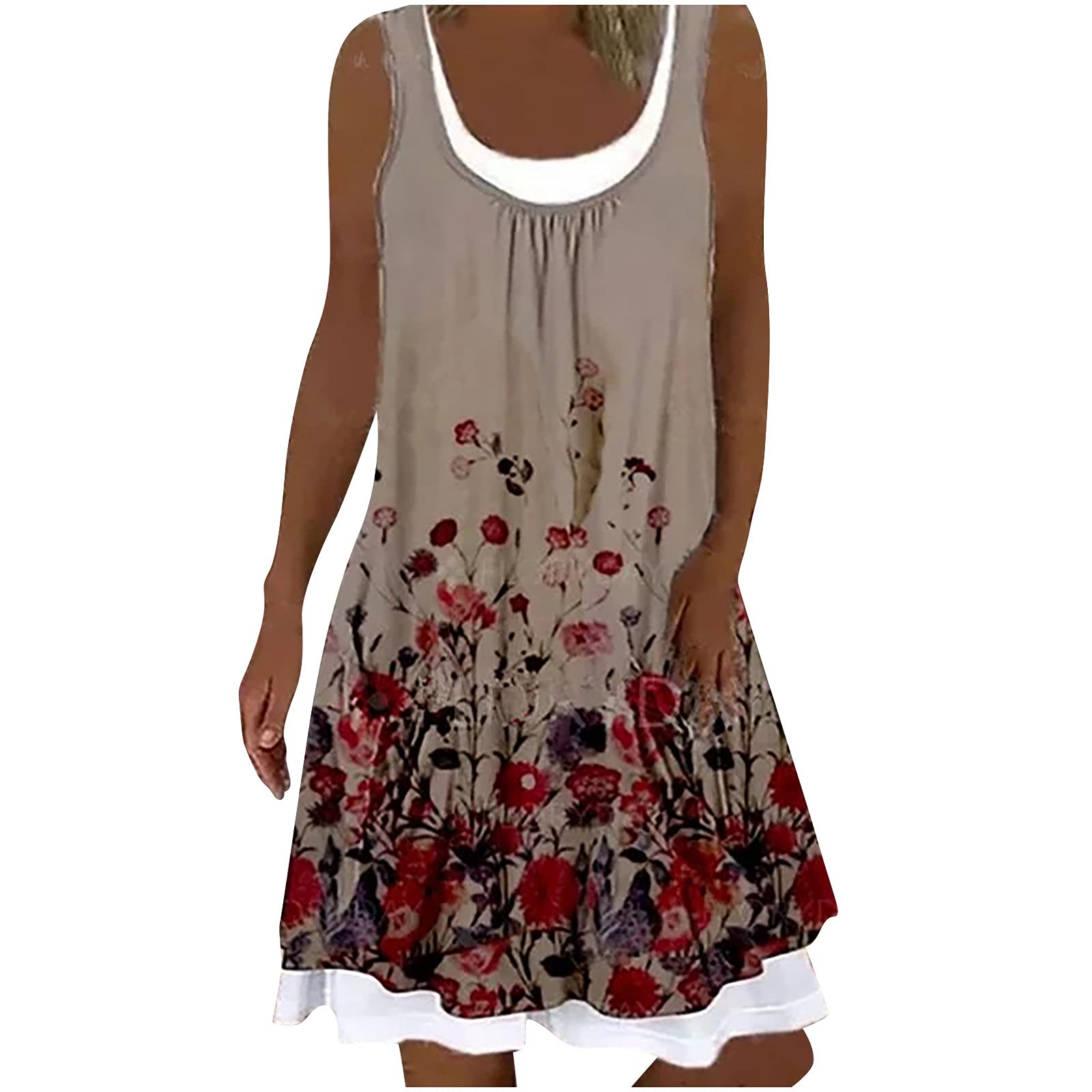 Women's Summer Two Piece Set - Round Neck Sleeveless Casual Dress Outfit for Beach, Vacation & Everyday Wear