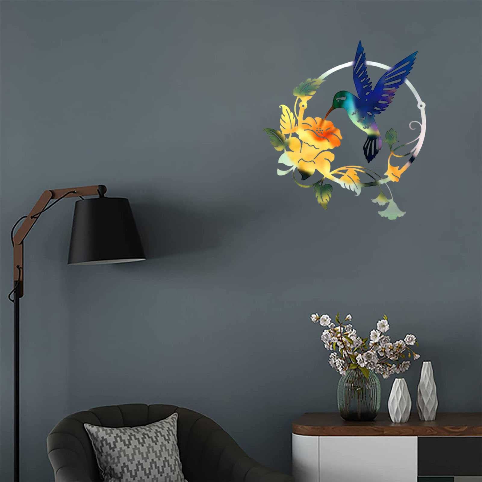 Handcrafted Wrought Iron Hummingbird Wall Art - Elegant Metal Wall Decor for Outdoor, Living Room, Bedroom & Office - Rustic Honey Bird Hanging Ornament for Home & Garden Decor